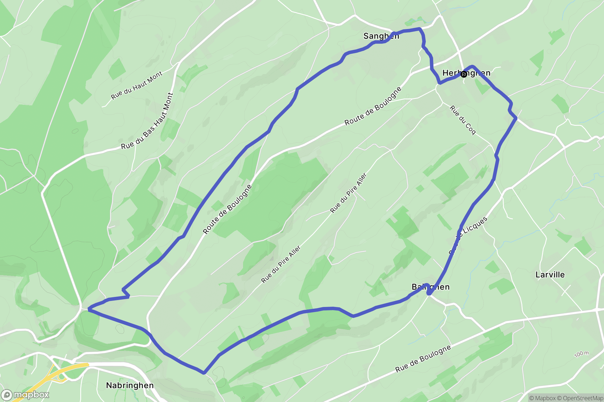 Herbinghen : carte du parcours de randonnée - France