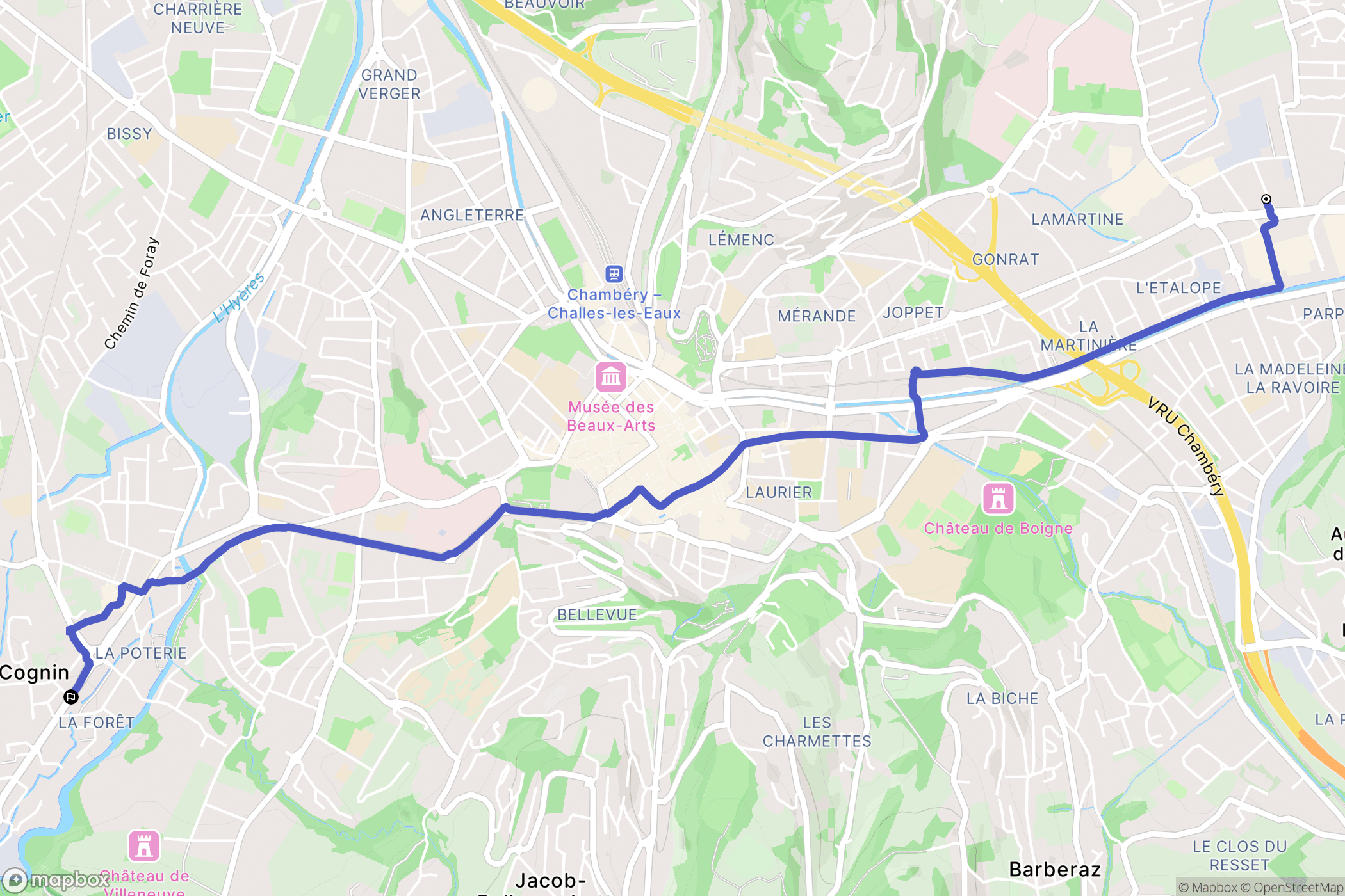 Saint Alban Leysse : carte du parcours de randonnée - France