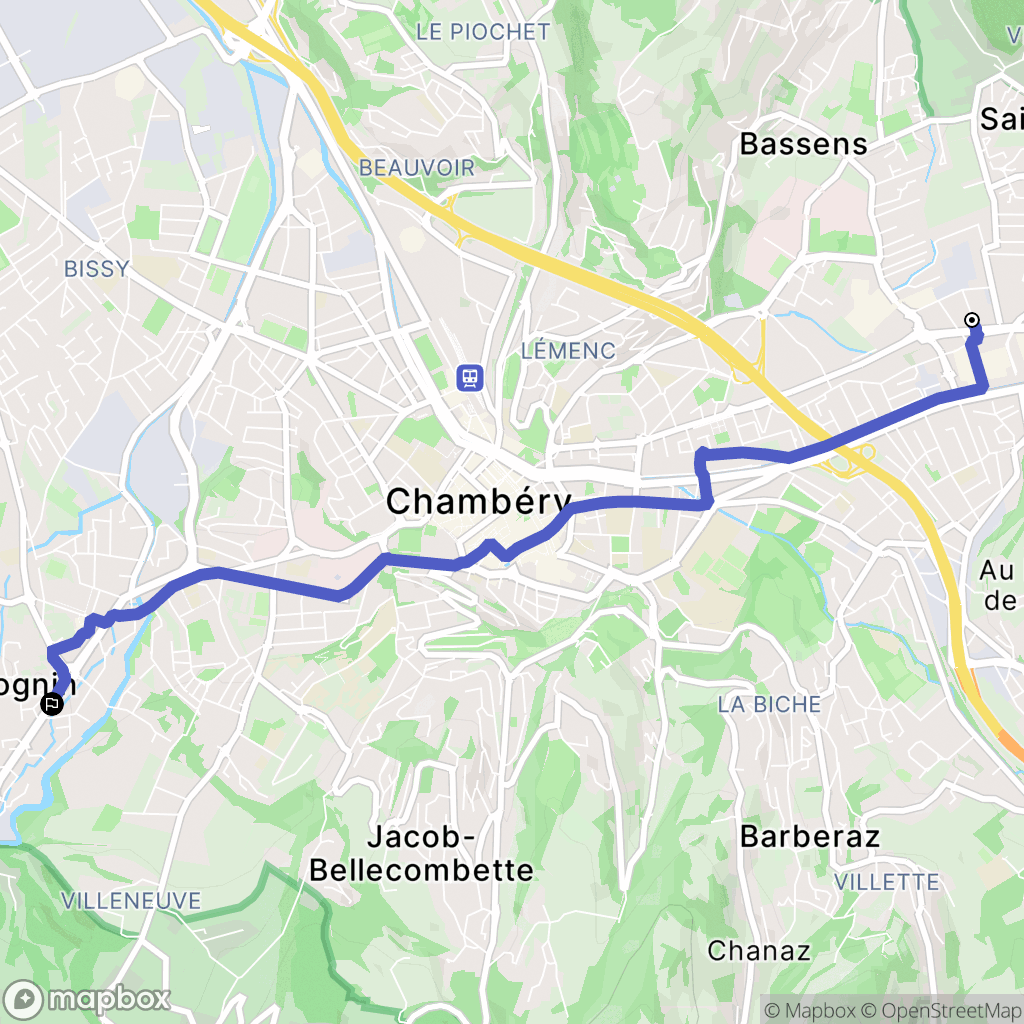 Saint Alban Leysse : carte du parcours de randonnée - France