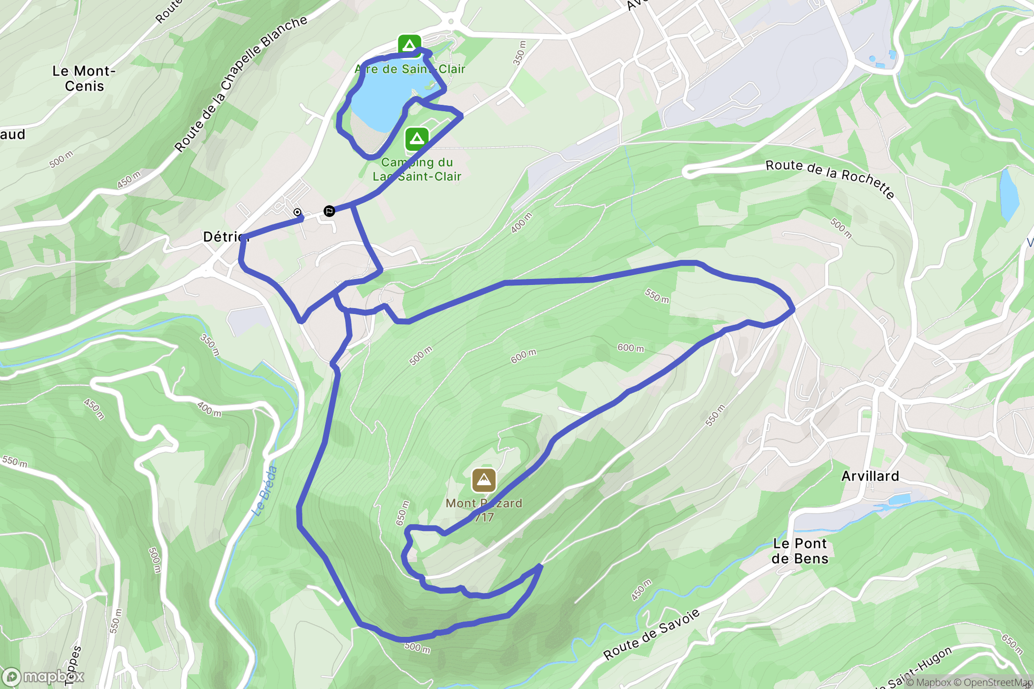 Détrier : carte du parcours de randonnée - France