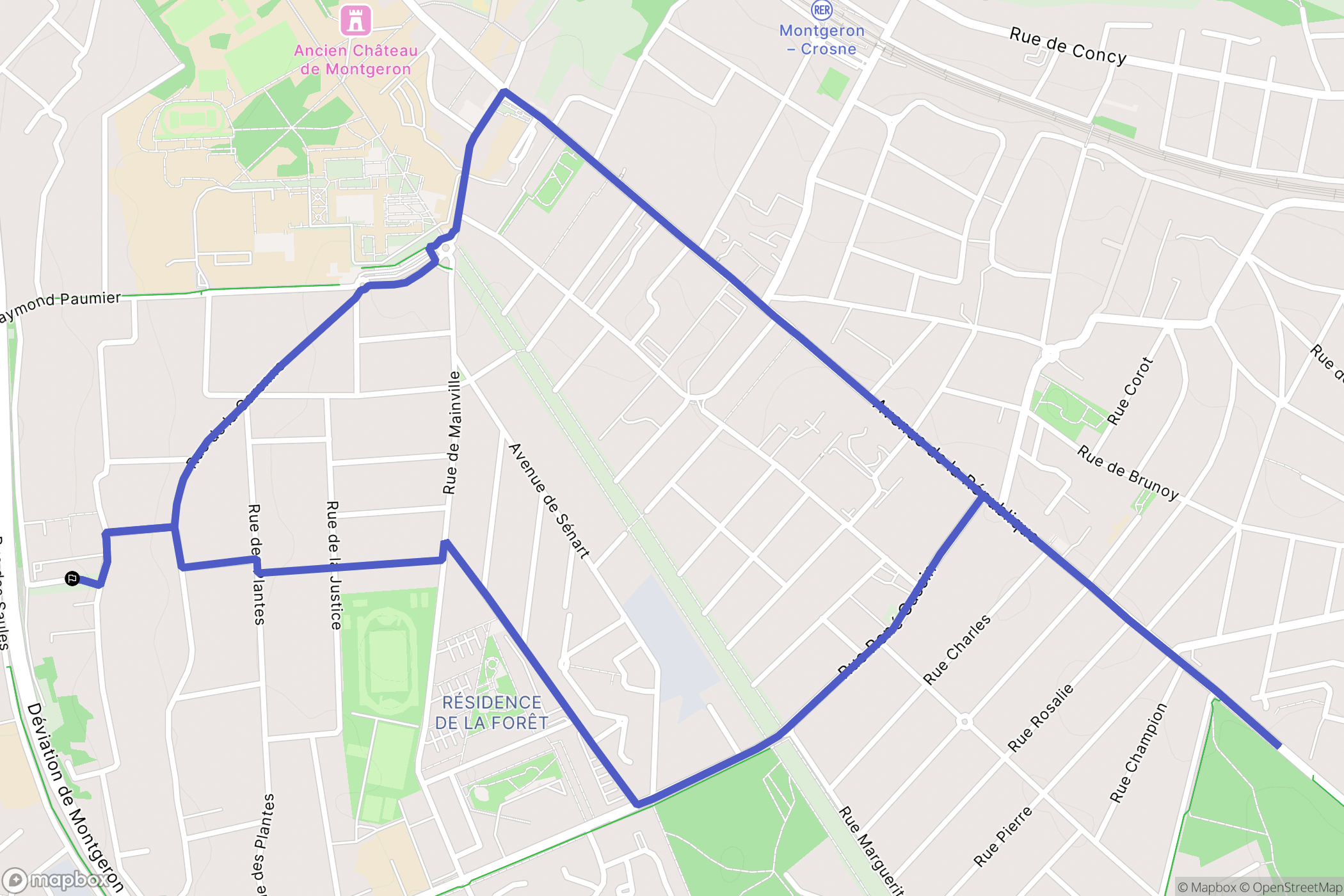 Montgeron : carte du parcours de randonnée - France