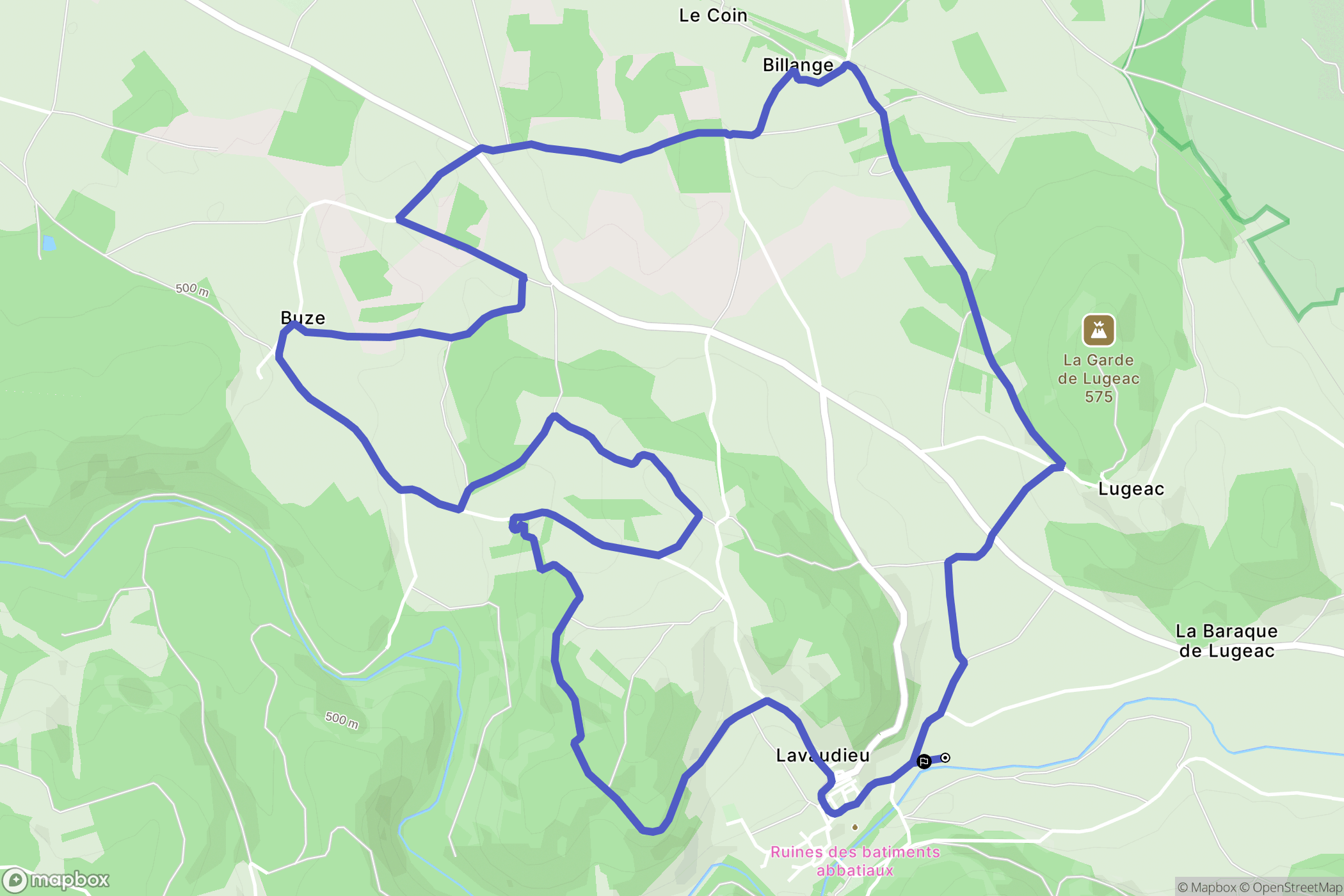 Lavaudieu : carte du parcours de randonnée - France