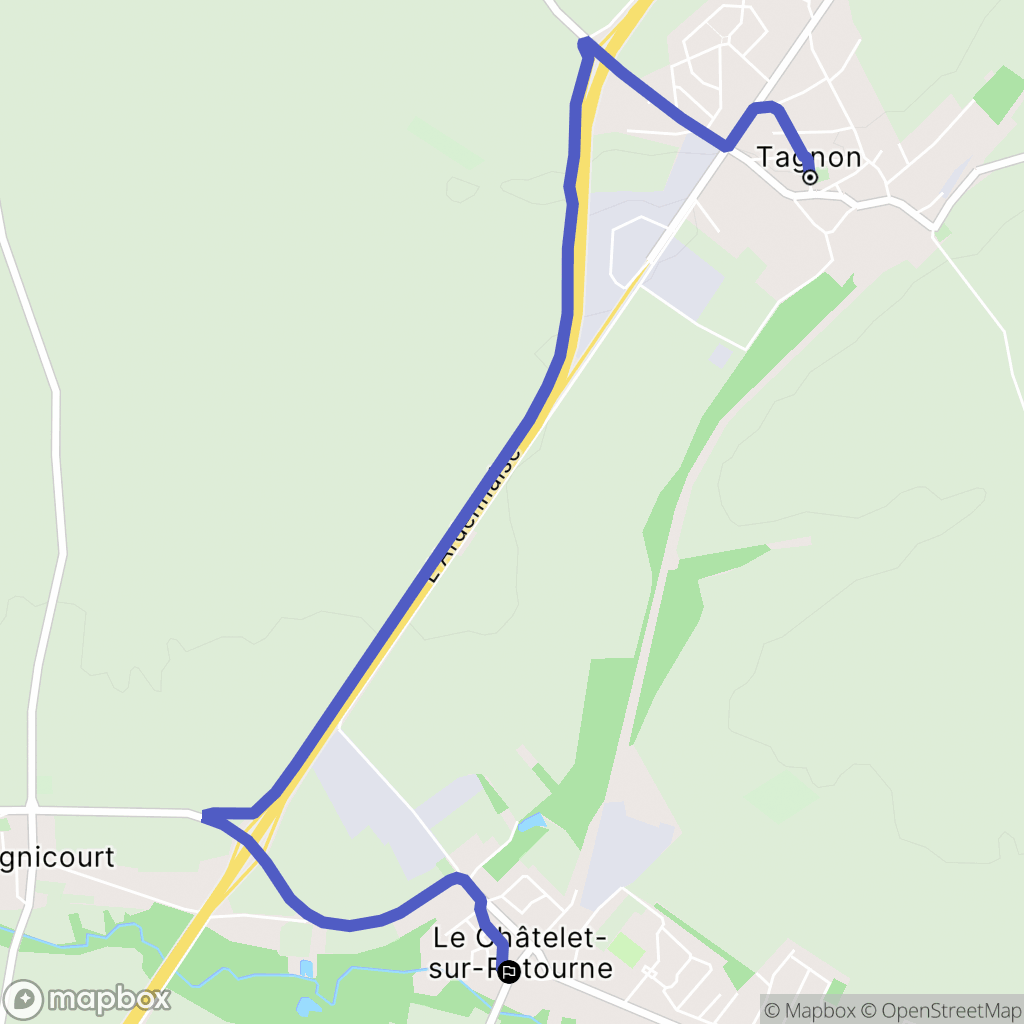 Tagnon : carte du parcours de randonnée - France