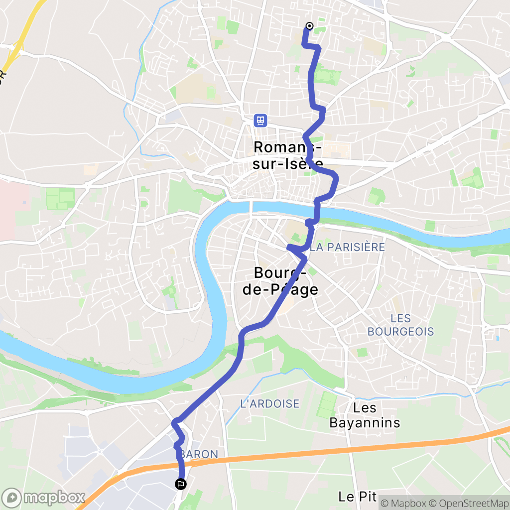 Romans-sur-Isère : carte du parcours de randonnée - France