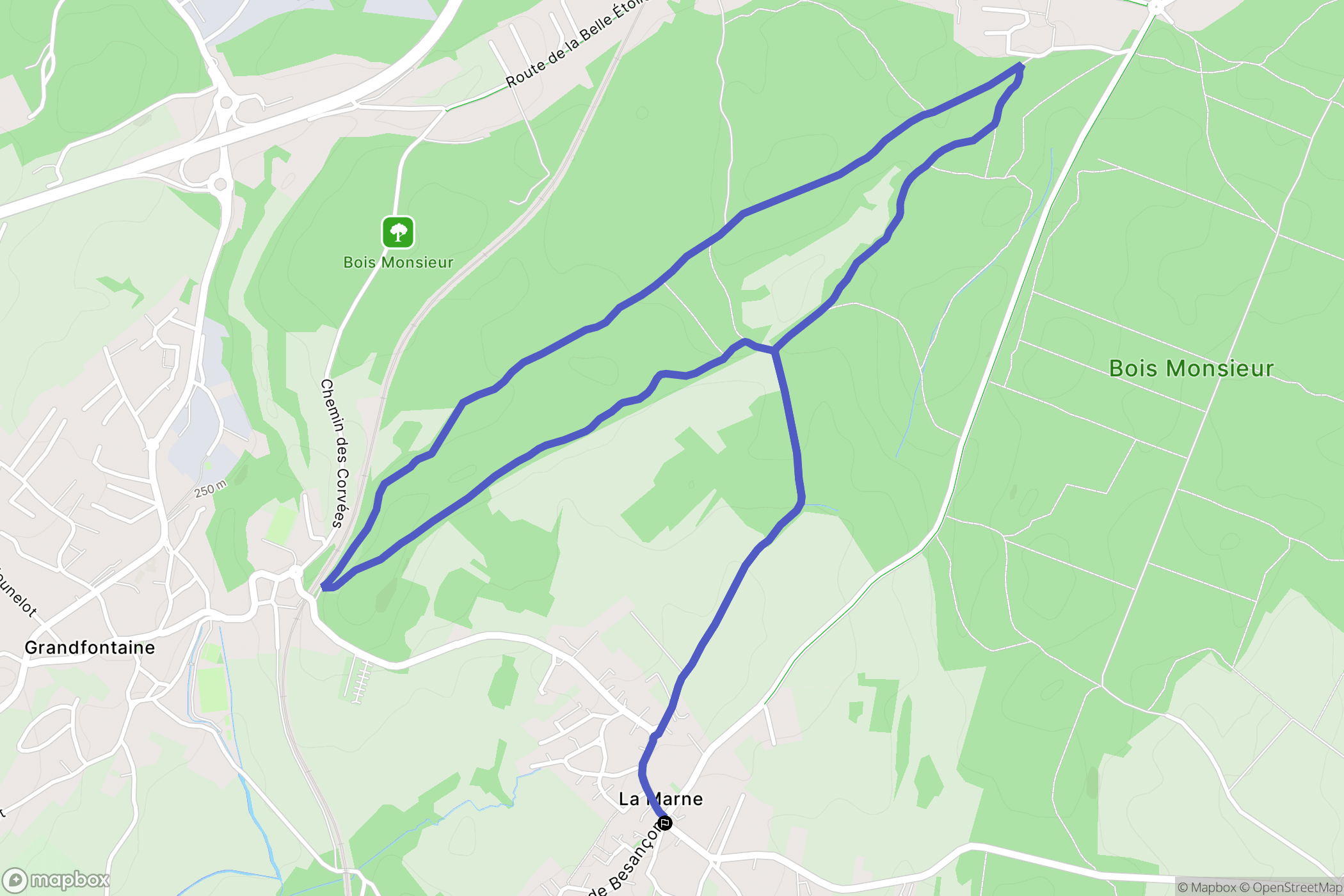 Montferrand-le-Château : carte du parcours de randonnée - France