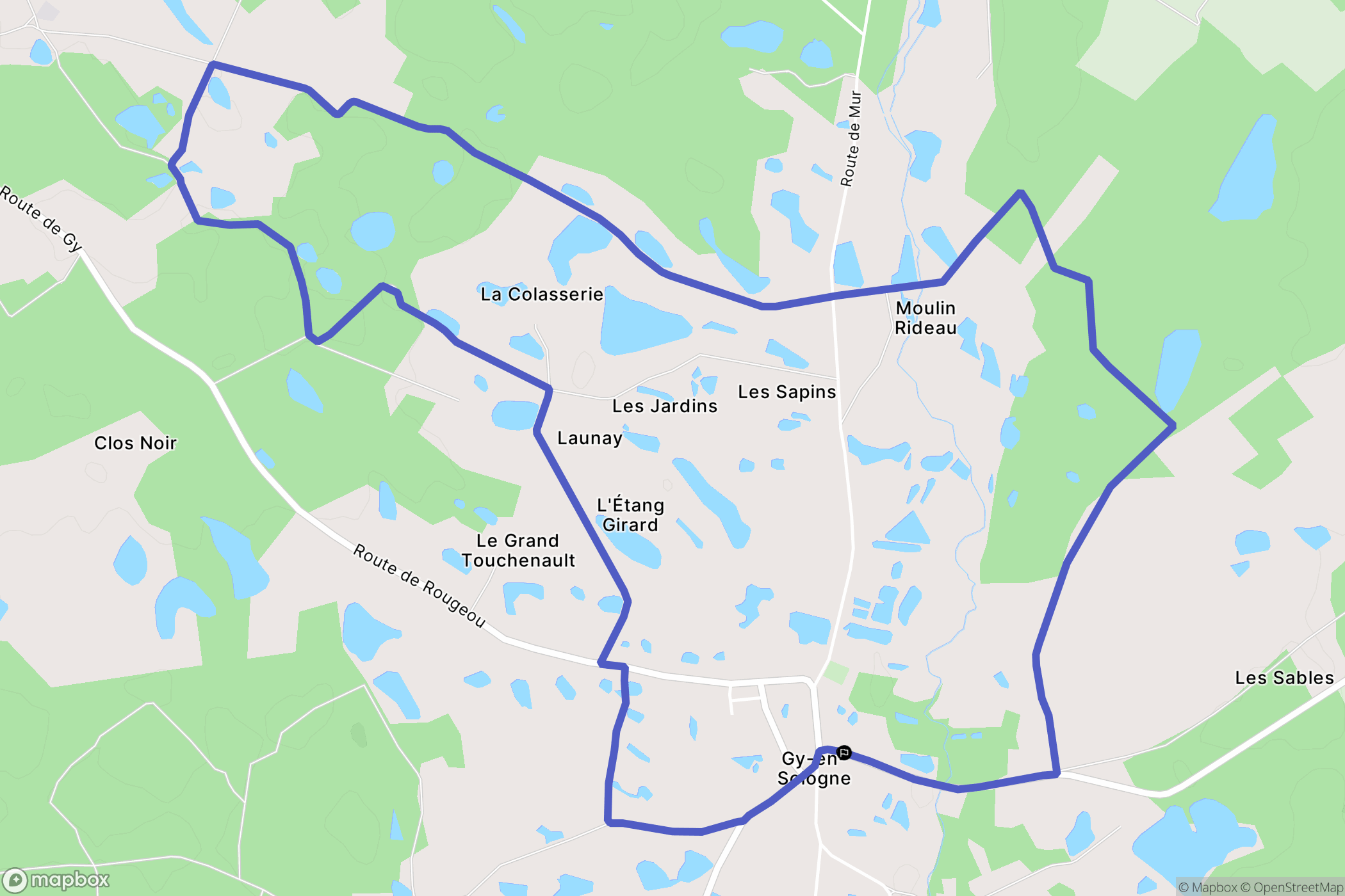 Gy-en-Sologne : carte du parcours de randonnée - France