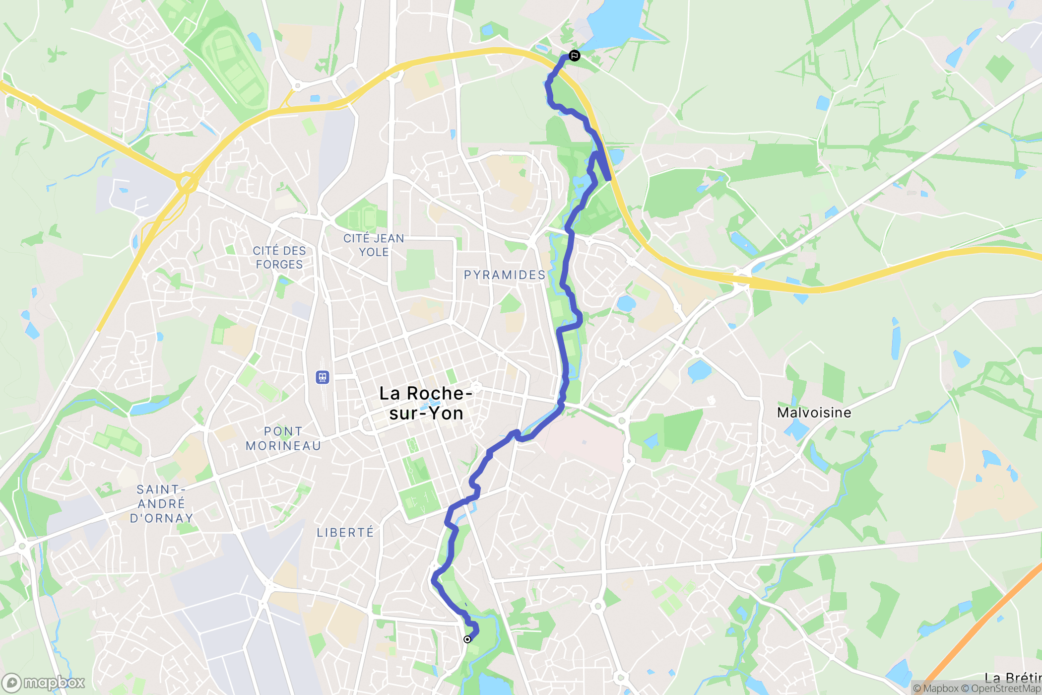 La roche sur Yon : carte du parcours de randonnée - France