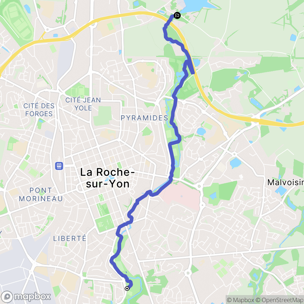 La roche sur Yon : carte du parcours de randonnée - France