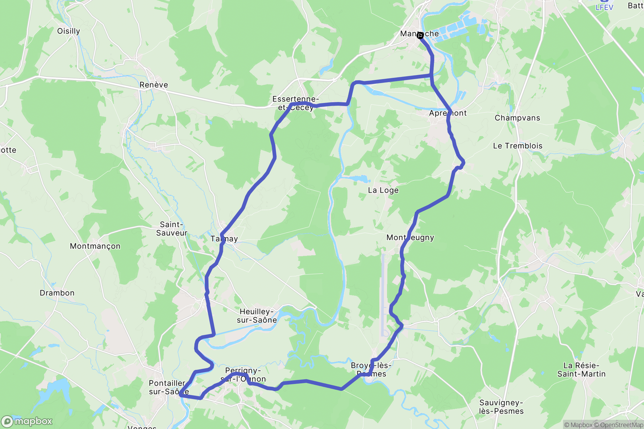 Mantoche : carte du parcours de randonnée - France