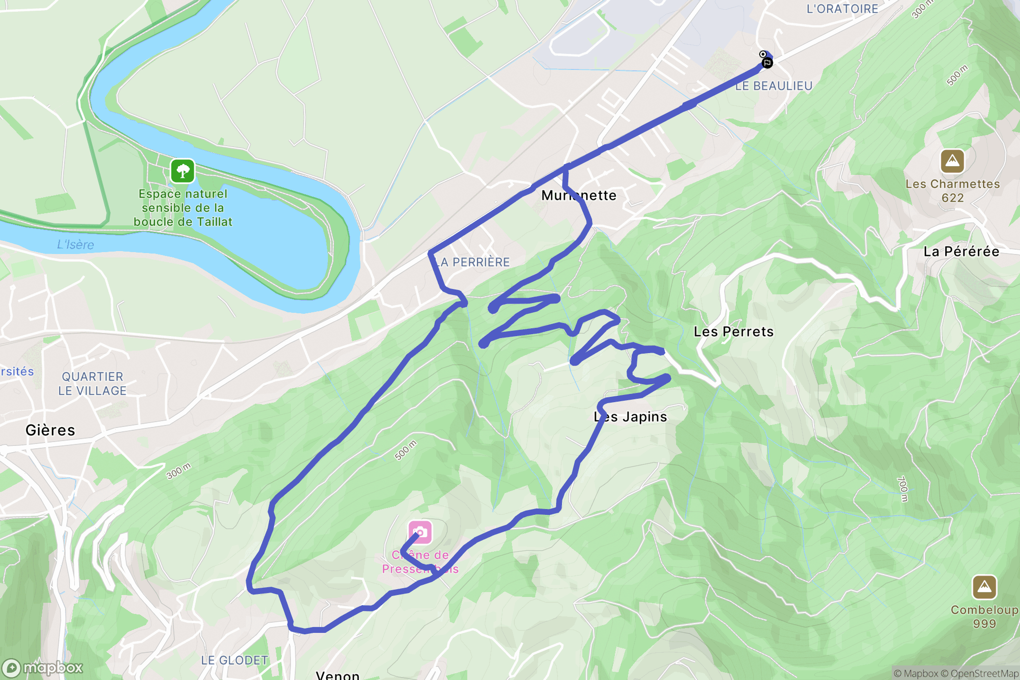 Domène : carte du parcours de randonnée - France