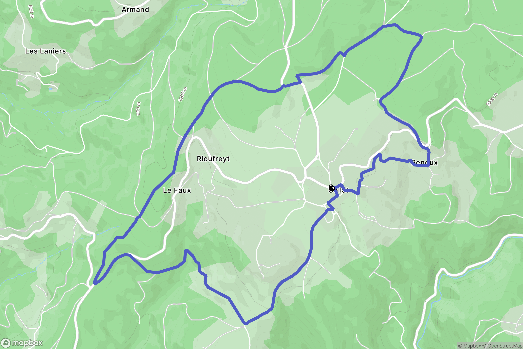 Collat : carte du parcours de randonnée - France