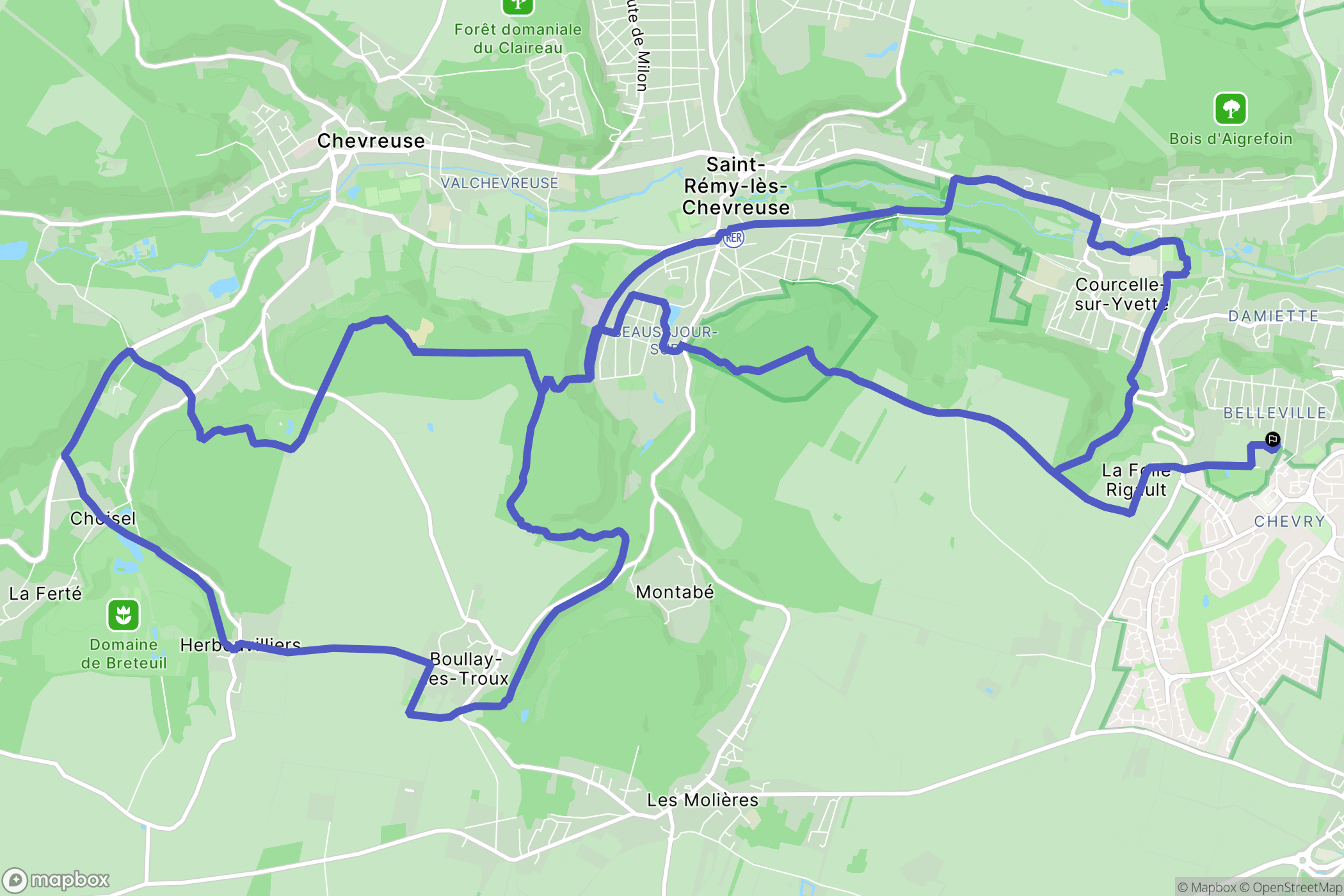 Gif-sur-Yvette : carte du parcours de randonnée - France
