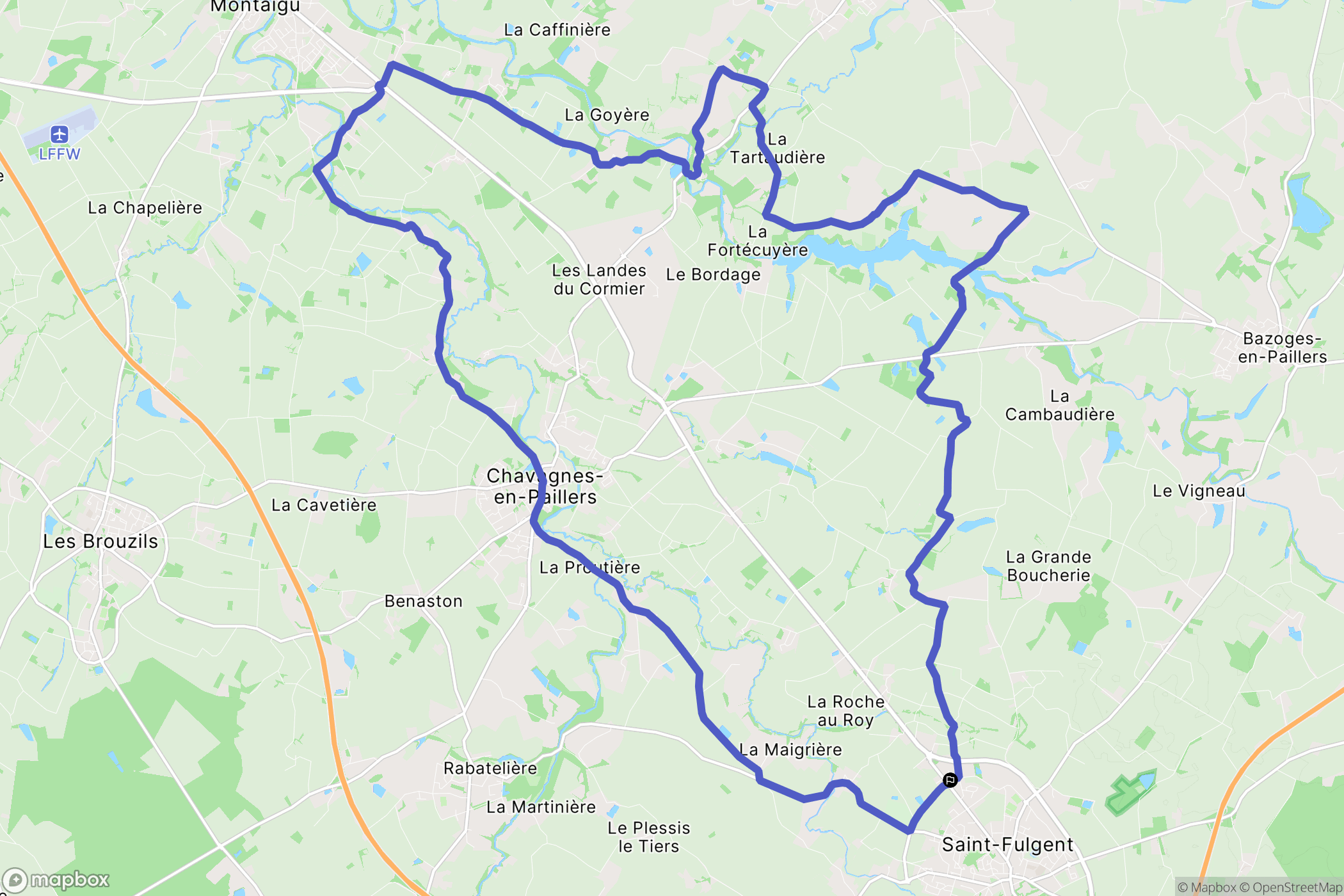 Saint Fulgent : carte du parcours de randonnée - France