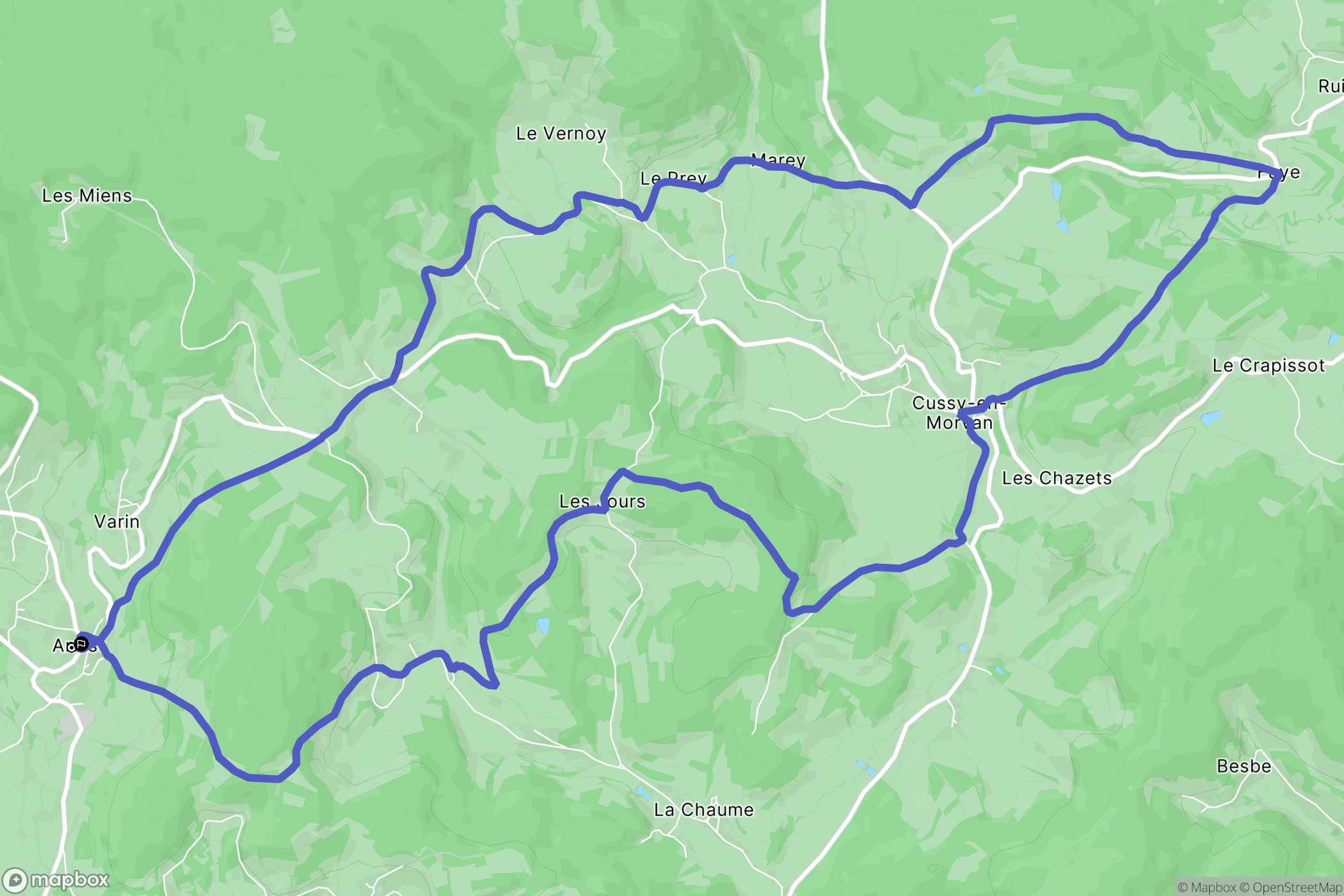 Anost : carte du parcours de randonnée - France