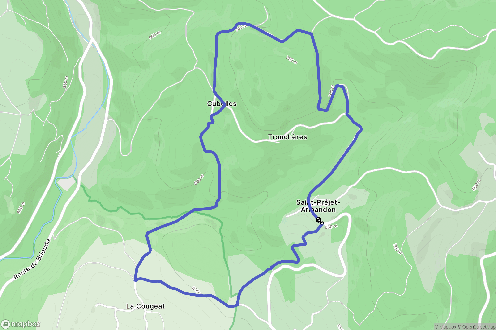 Saint-Préjet-Armandon : carte du parcours de randonnée - France