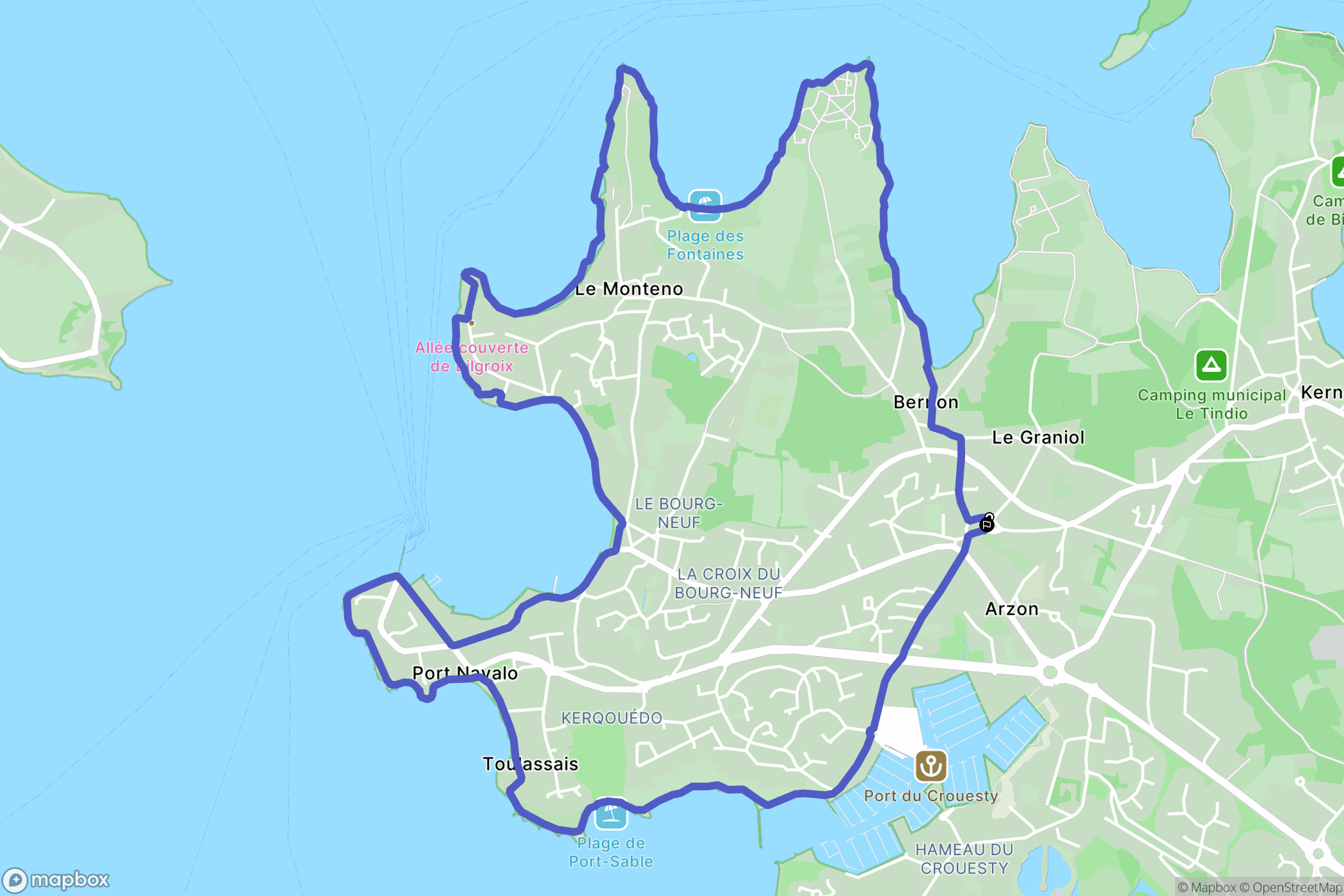 Arzon : carte du parcours de randonnée - France