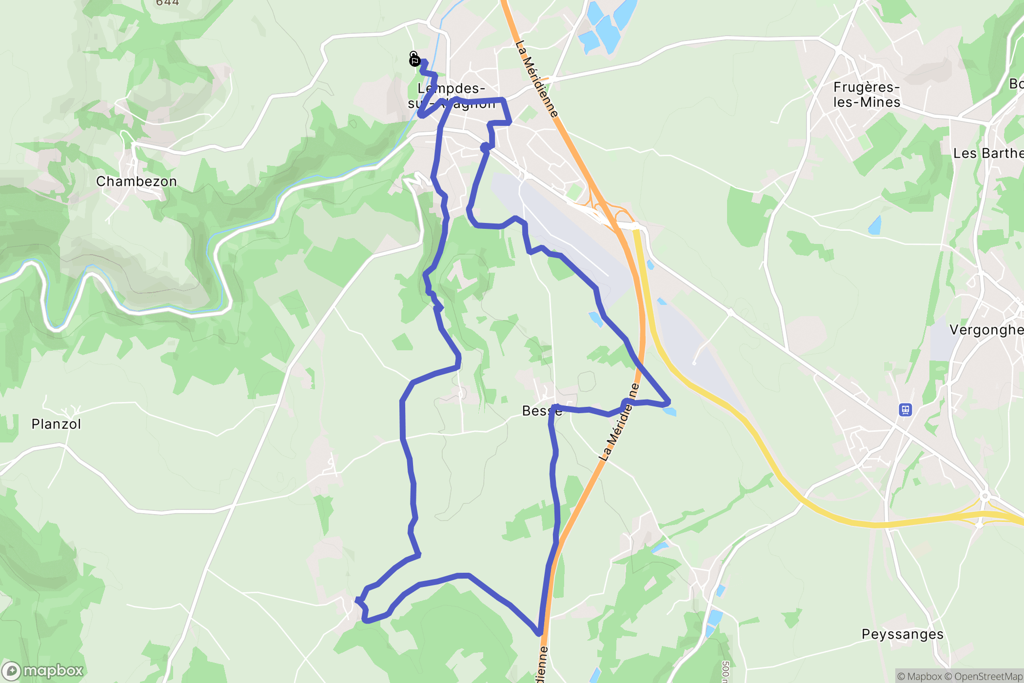 Lempdes-sur-Allagnon : carte du parcours de randonnée - France