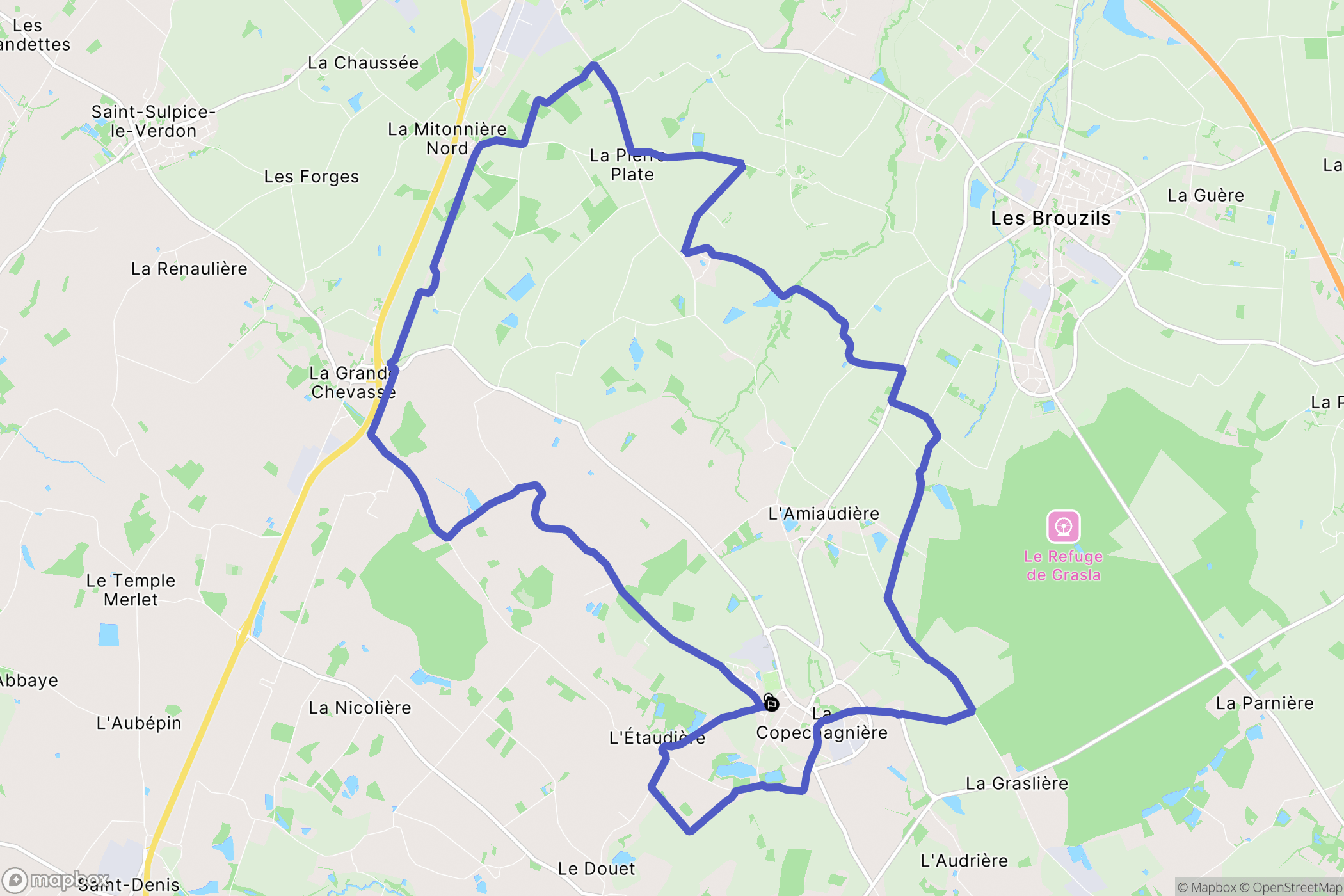 La Copechagnière : carte du parcours de randonnée - France