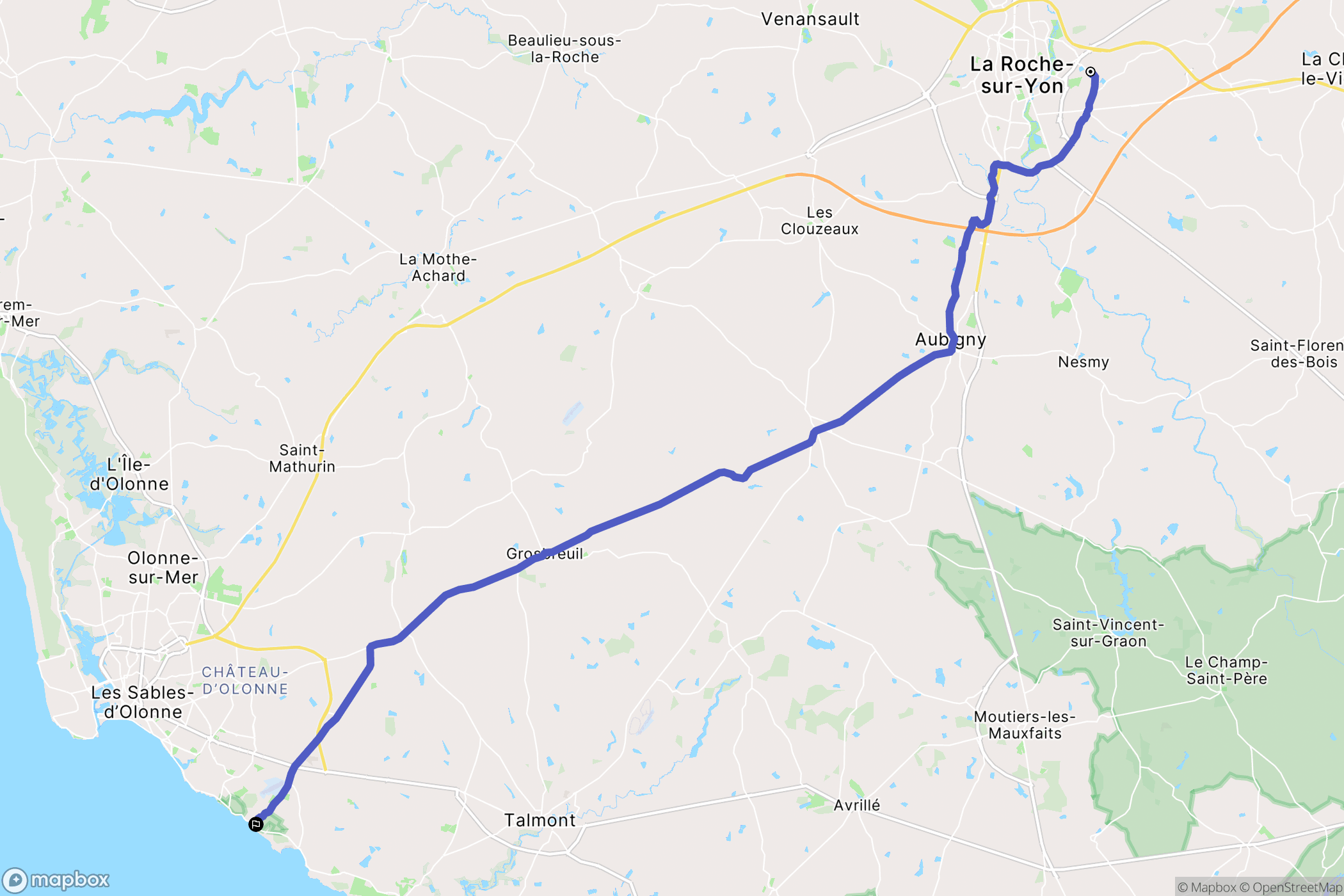 La Roche-sur-Yon : carte du parcours de randonnée - France