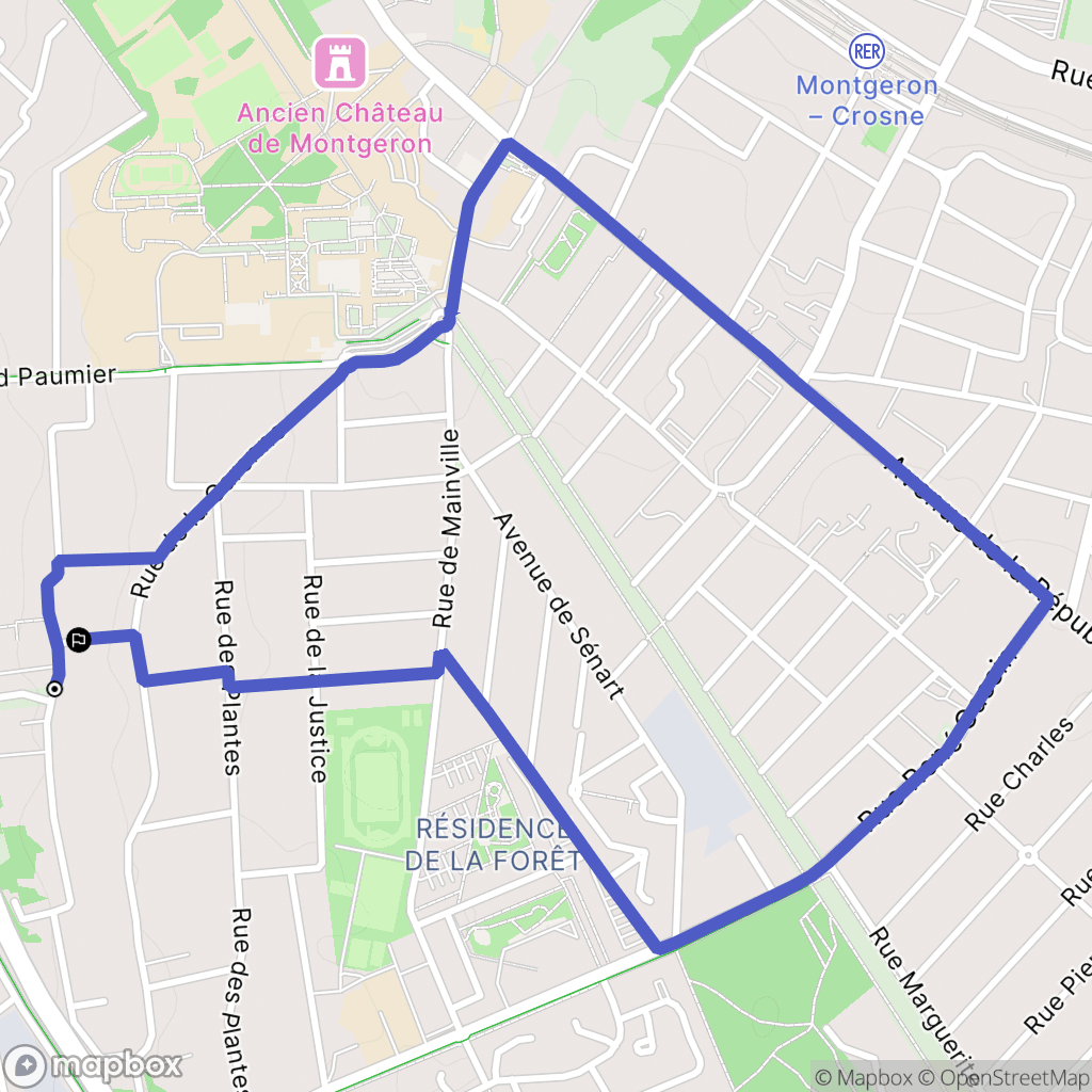 Montgeron : carte du parcours de randonnée - France