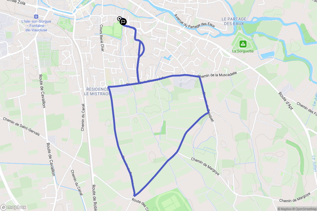L'Isle-sur-la-Sorgue : carte du parcours de randonnée - France