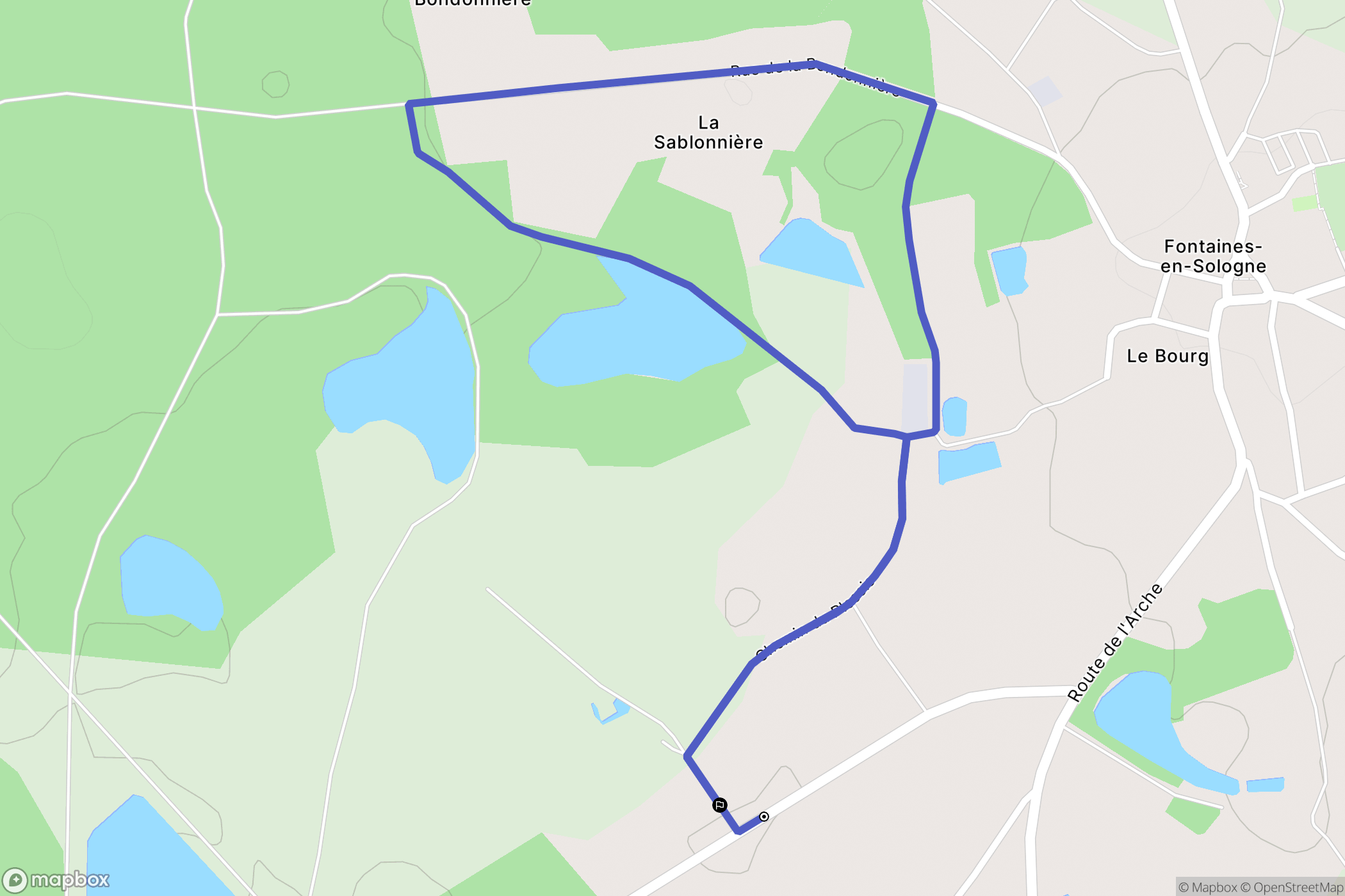 Fontaines-en-Sologne : carte du parcours de randonnée - France