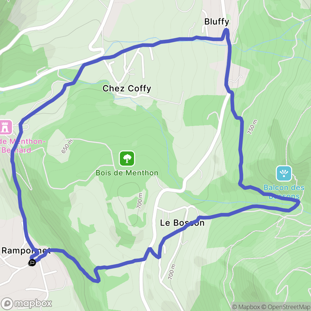 Menthon-Saint-Bernard : carte du parcours de randonnée - France