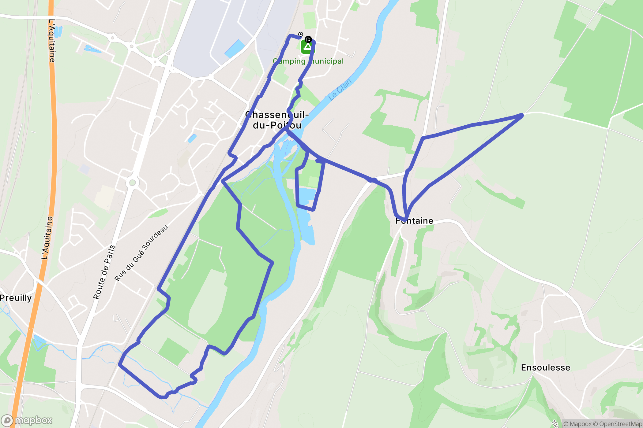 Chasseneuil-du-Poitou : carte du parcours de randonnée - France