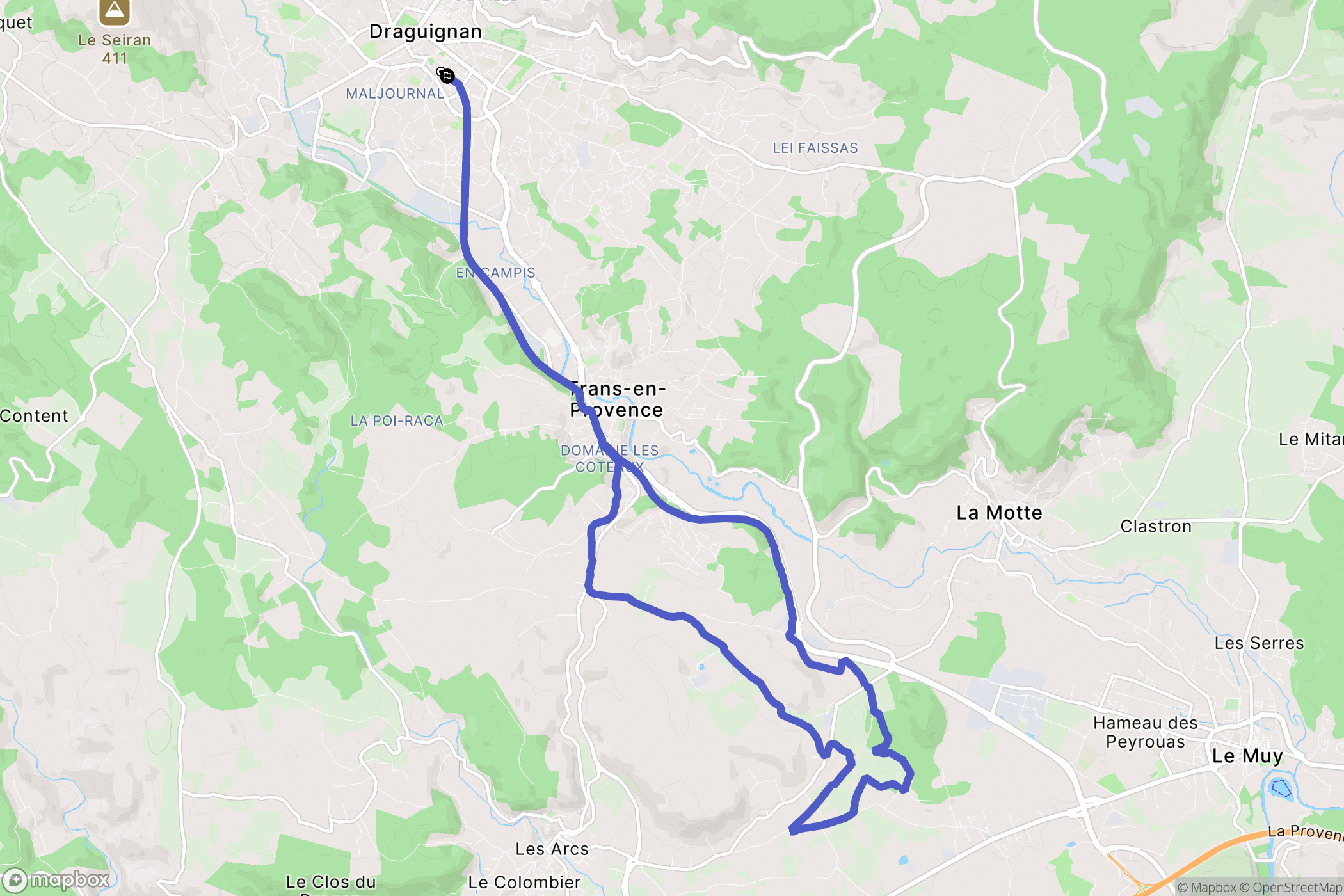 Draguignan : carte du parcours de randonnée - France