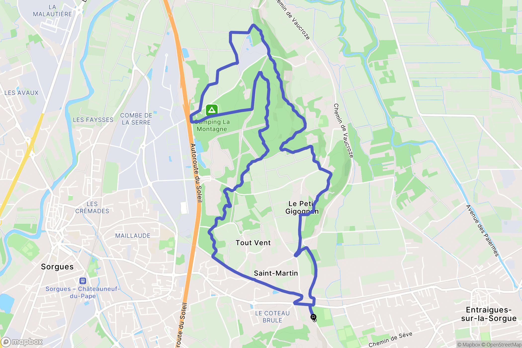 Sorgues : carte du parcours de randonnée - France