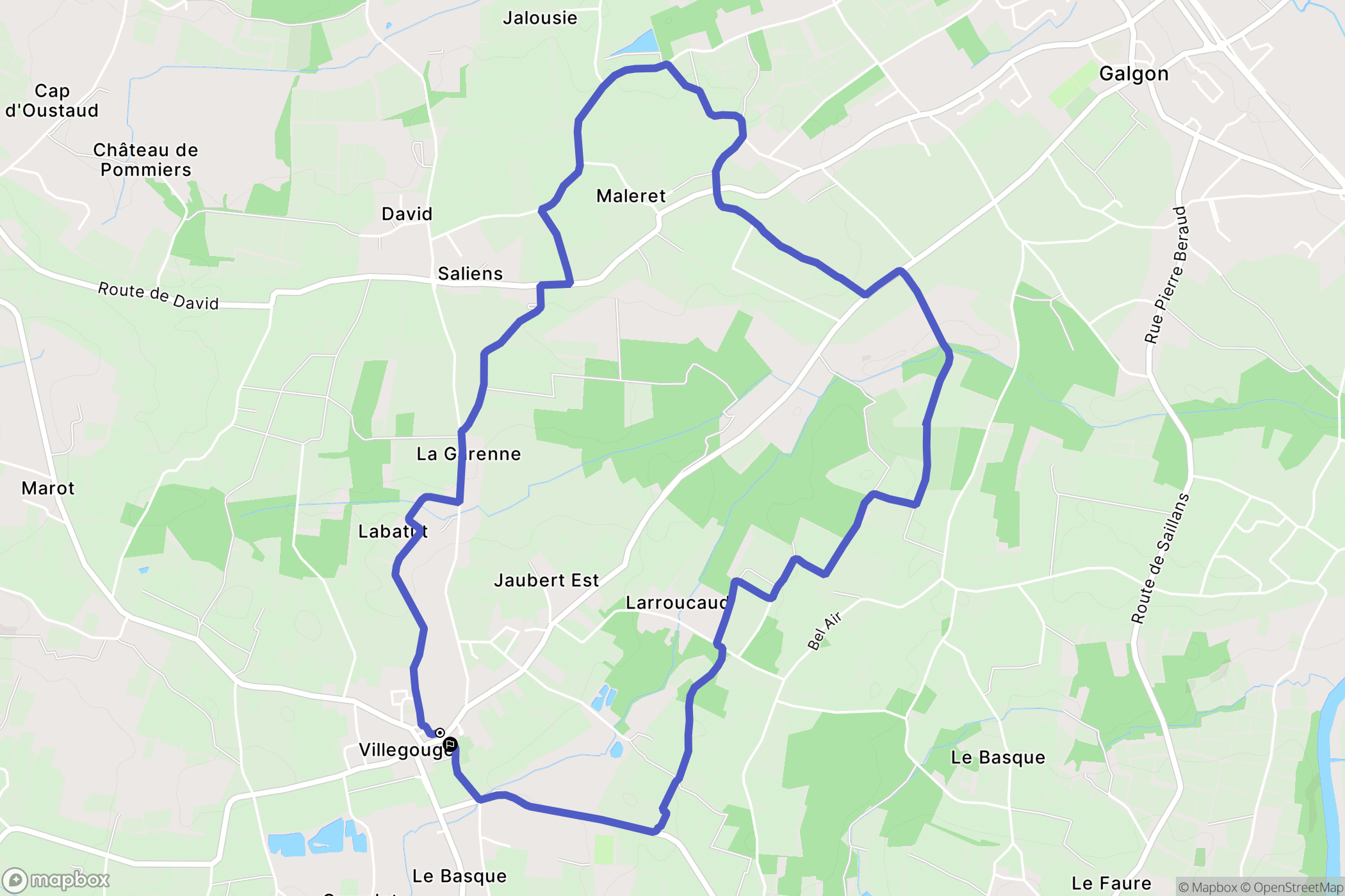 Villegouge : carte du parcours de randonnée - France