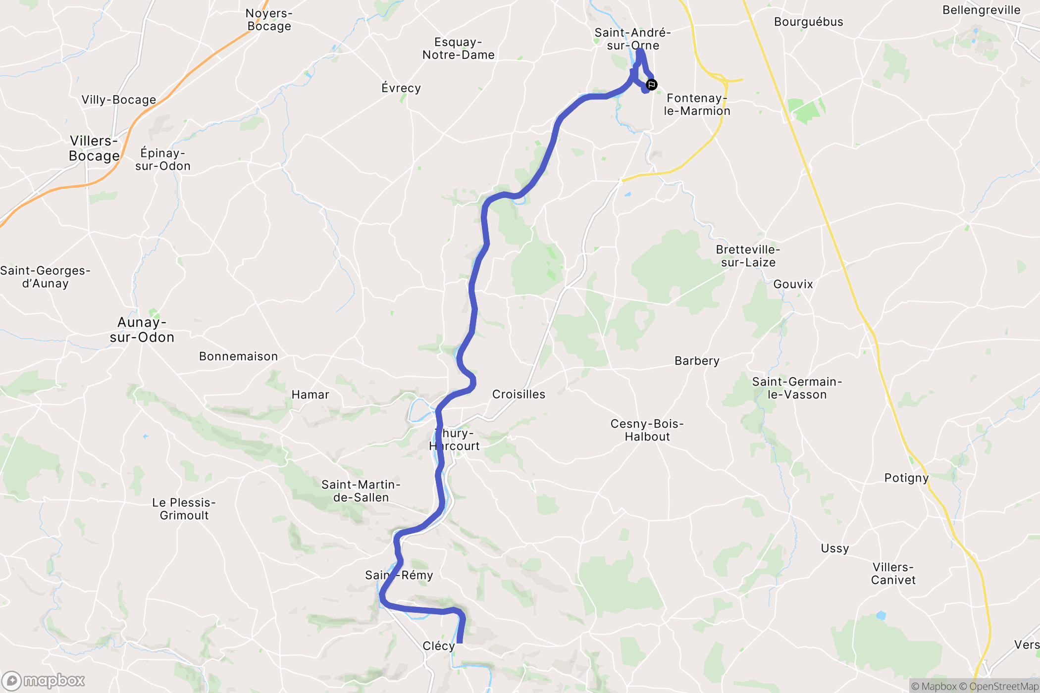 May-sur-Orne : carte du parcours de randonnée - France