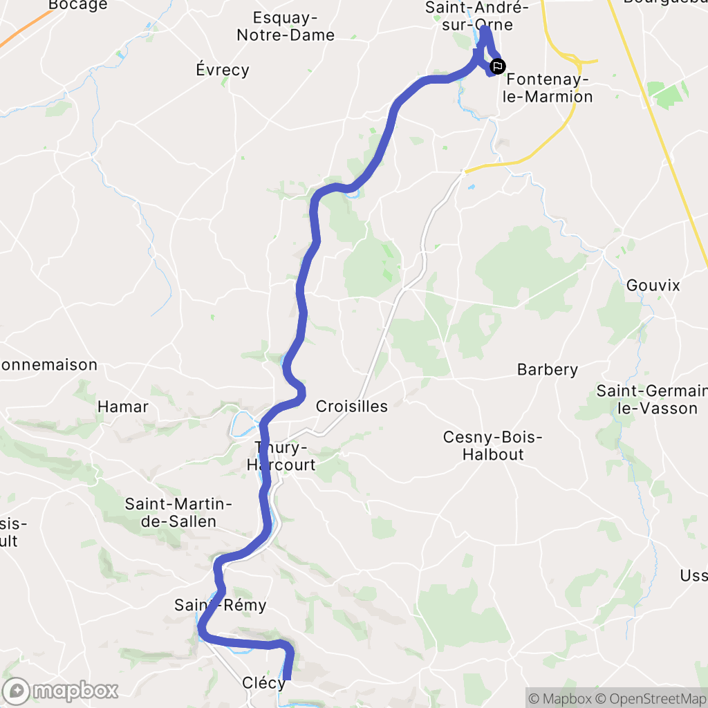 May-sur-Orne : carte du parcours de randonnée - France