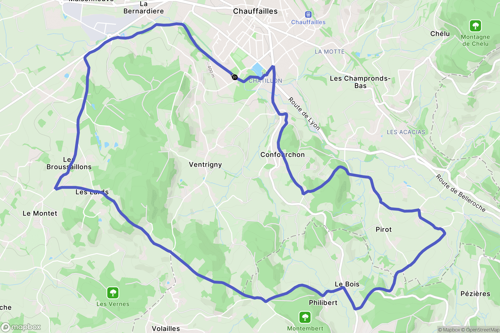 Chauffailles : carte du parcours de randonnée - France