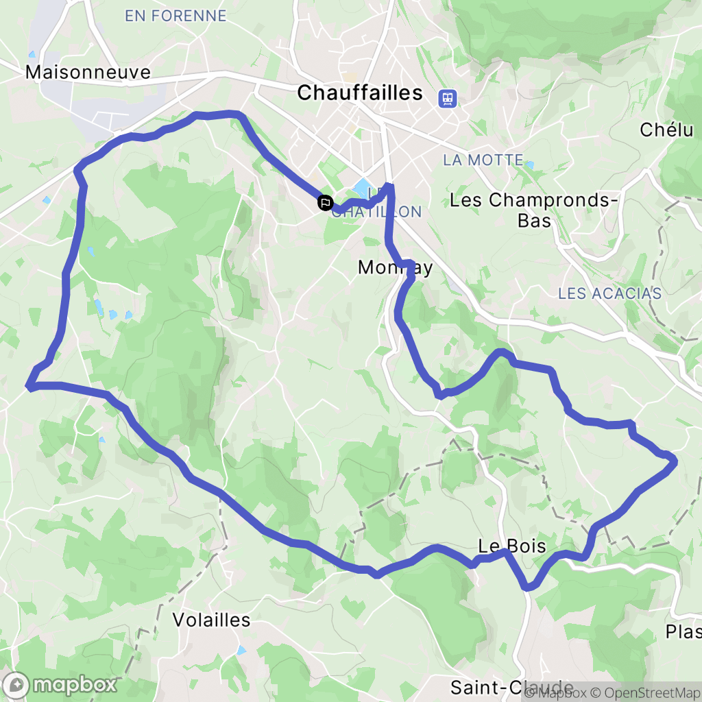 Chauffailles : carte du parcours de randonnée - France