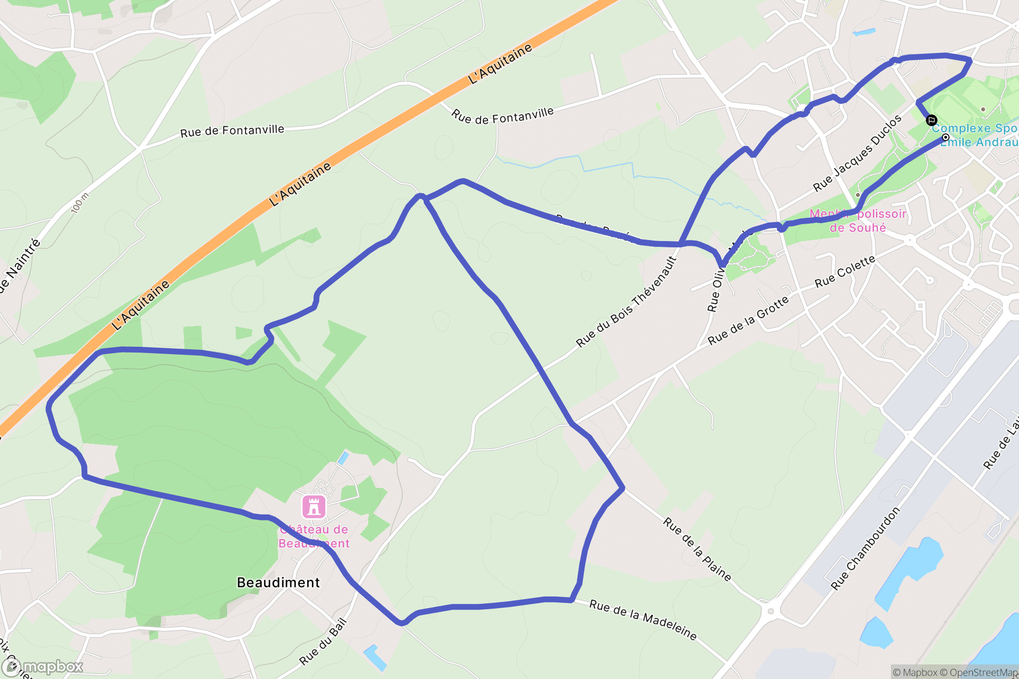 Naintré : carte du parcours de randonnée - France