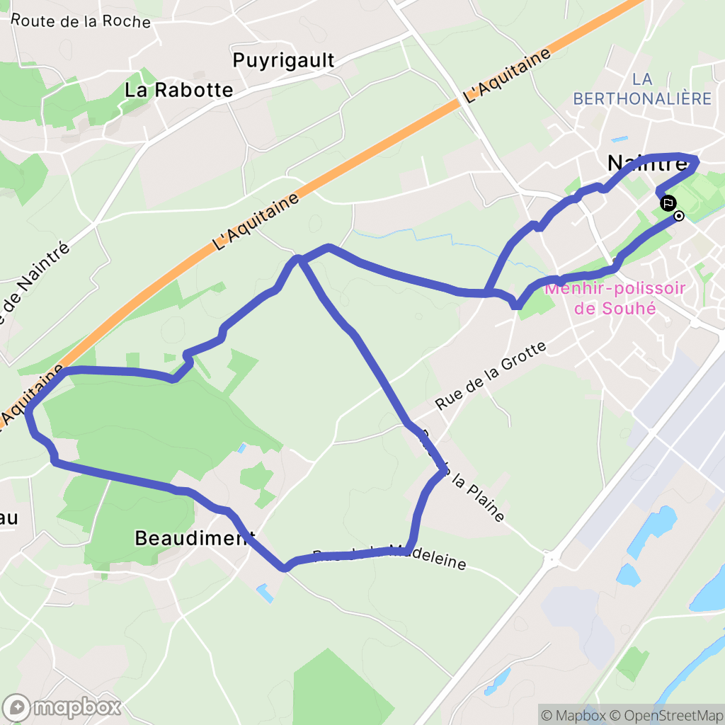 Naintré : carte du parcours de randonnée - France