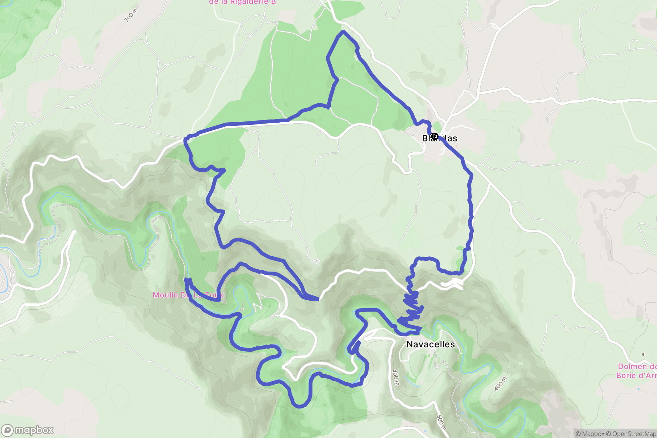 Blandas : carte du parcours de randonnée - France