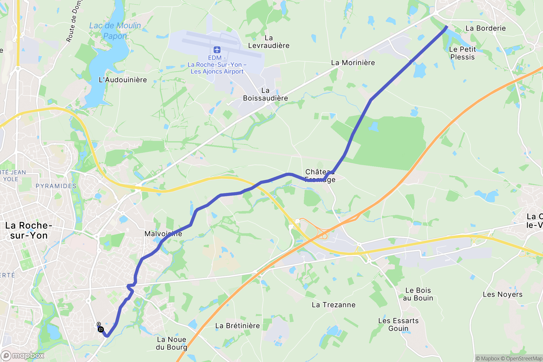 La Roche-sur-Yon : carte du parcours de randonnée - France