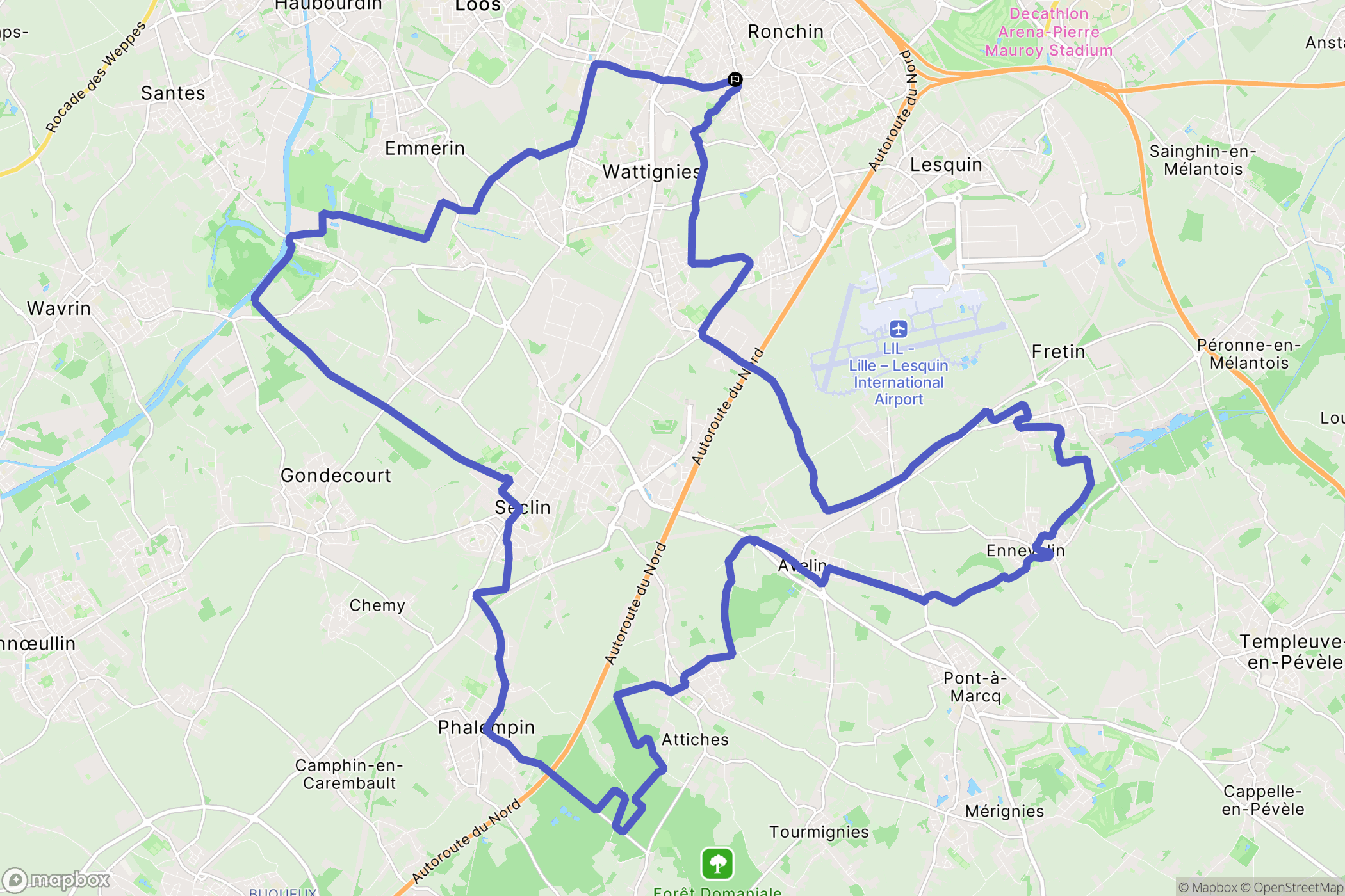 Faches-Thumesnil : carte du parcours de randonnée - France