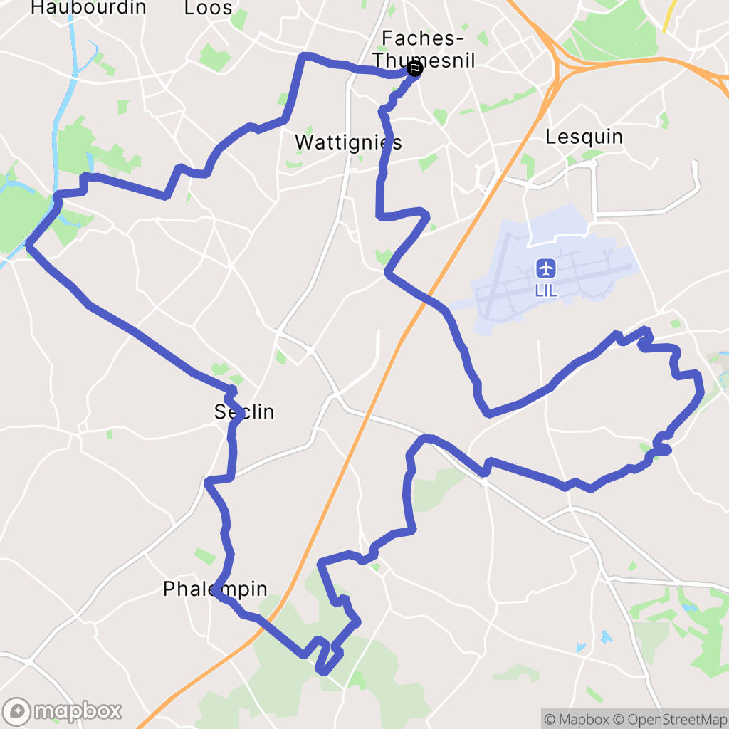 Faches-Thumesnil : carte du parcours de randonnée - France