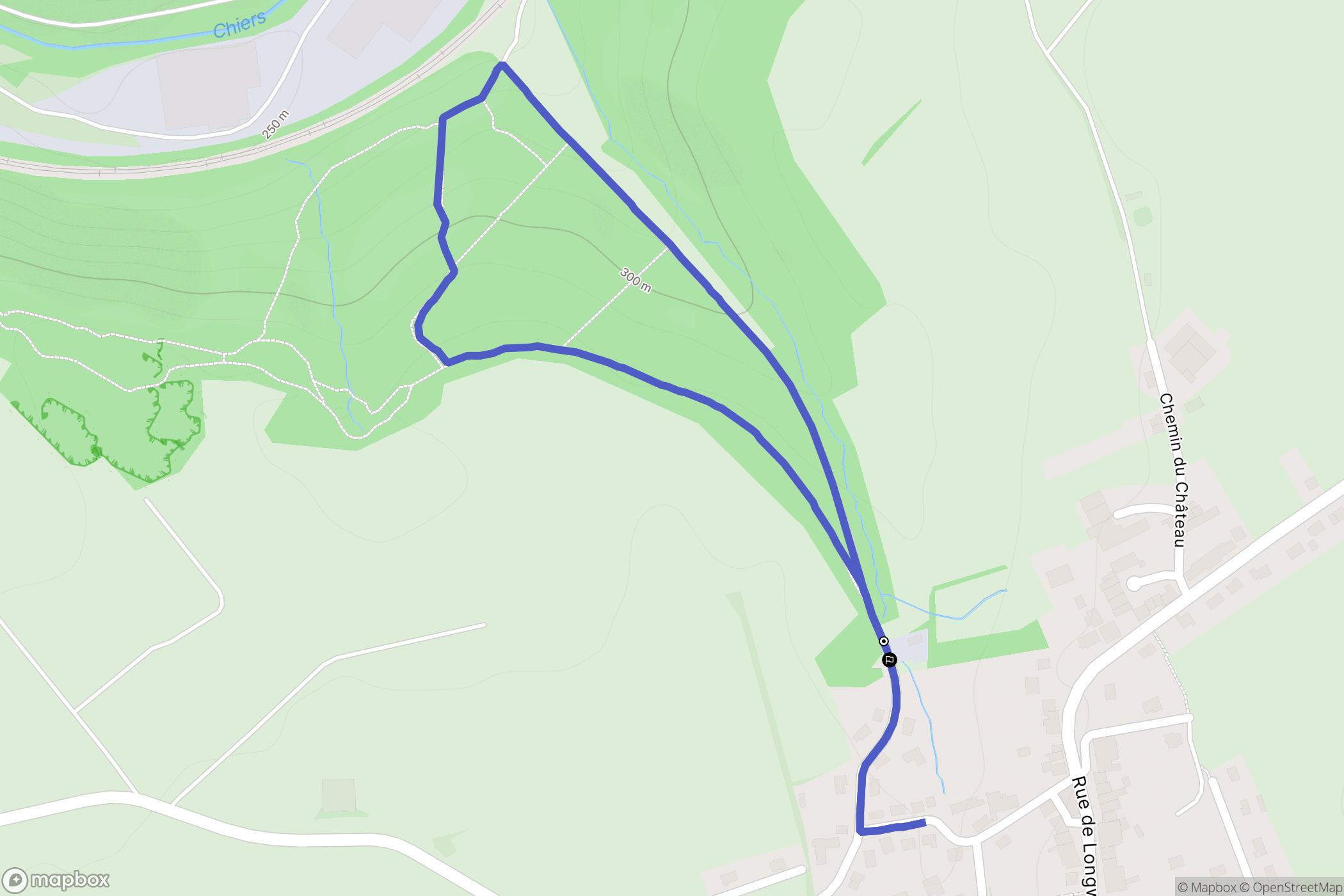 Cutry : carte du parcours de randonnée - France