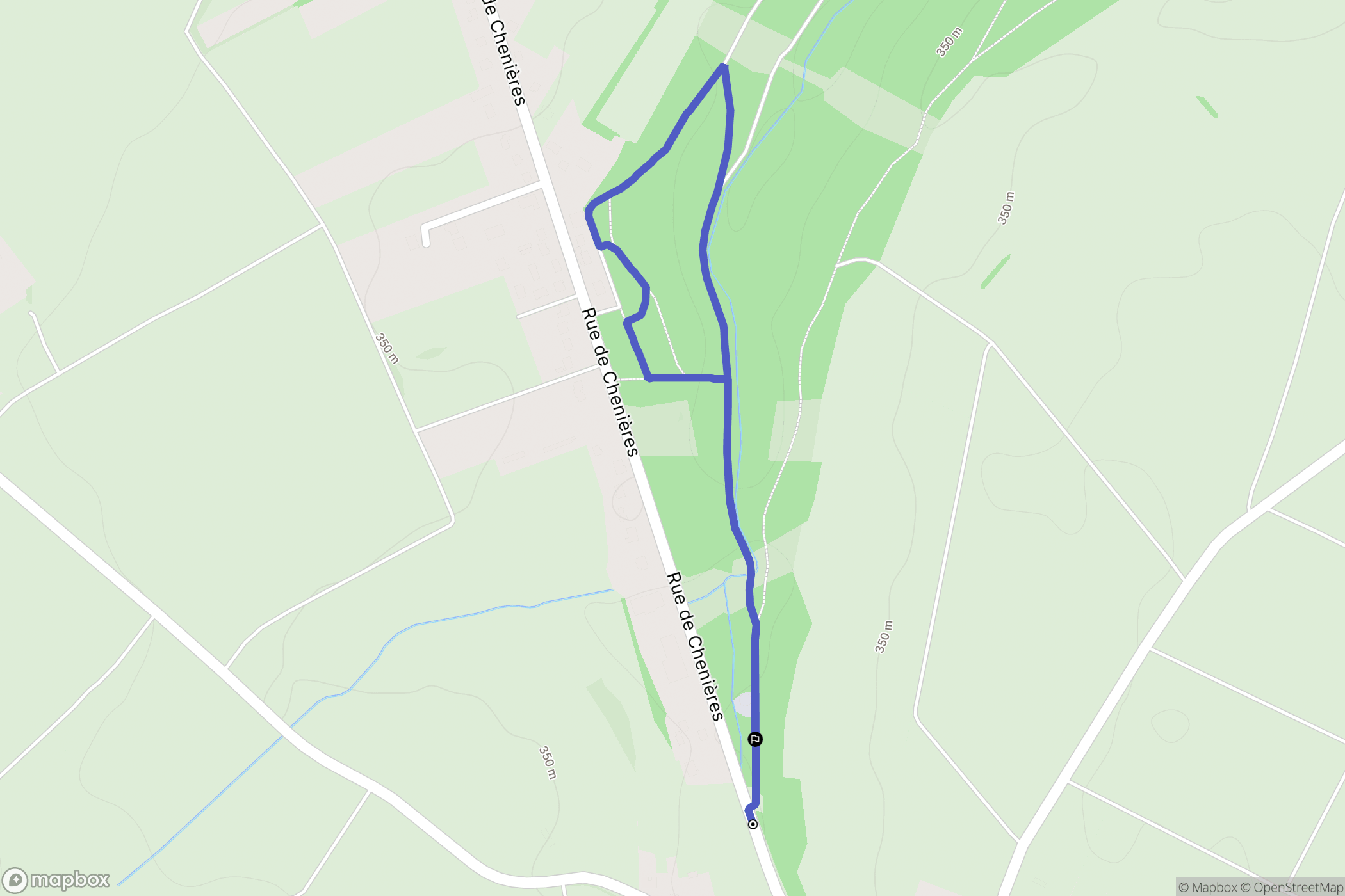 Chenières : carte du parcours de randonnée - France