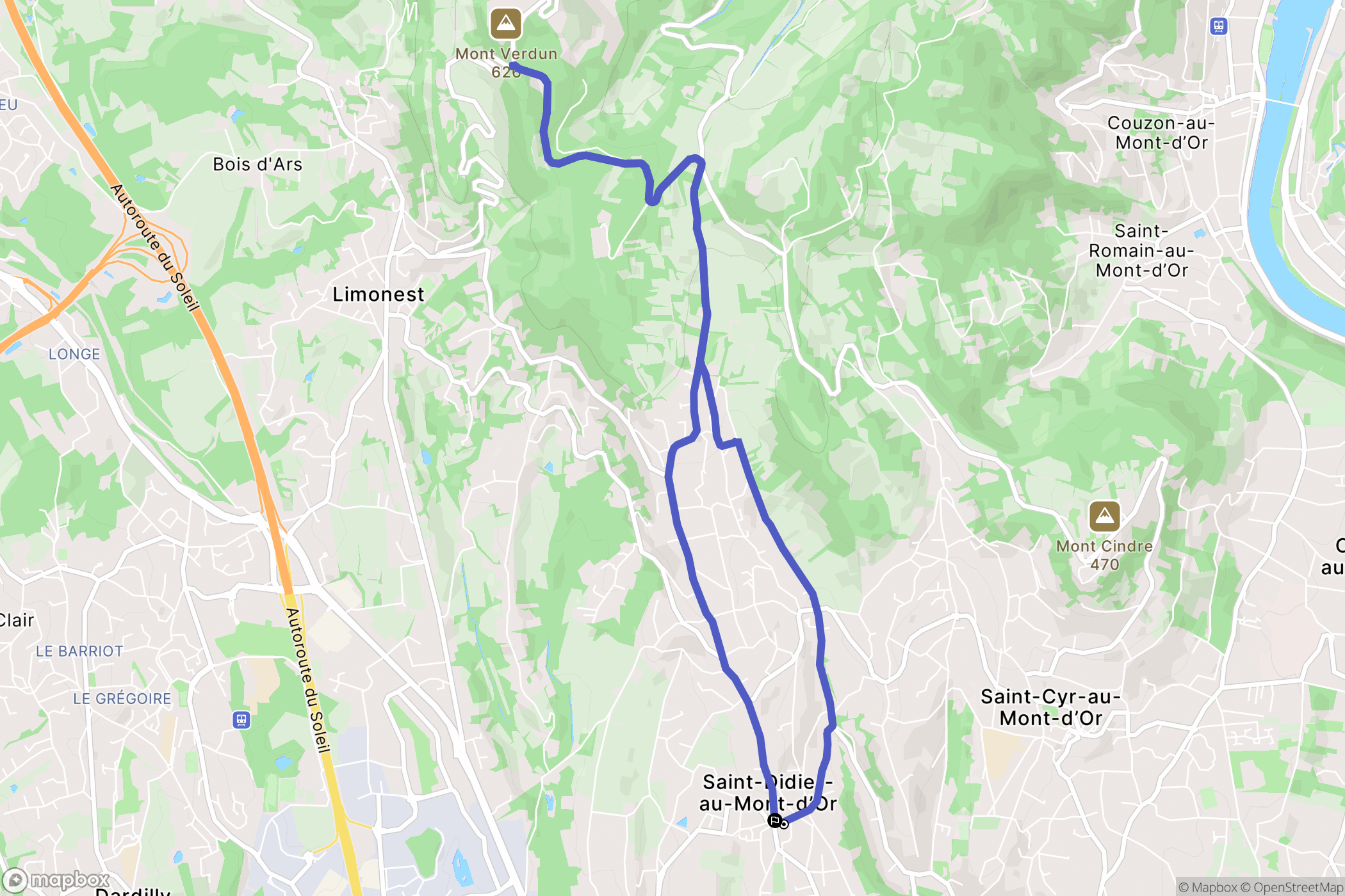Saint-Didier-au-Mont-d'Or : carte du parcours de randonnée - France