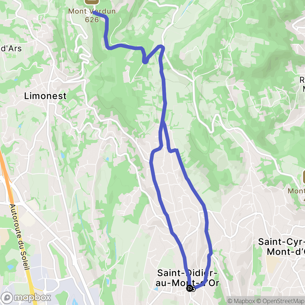 Saint-Didier-au-Mont-d'Or : carte du parcours de randonnée - France