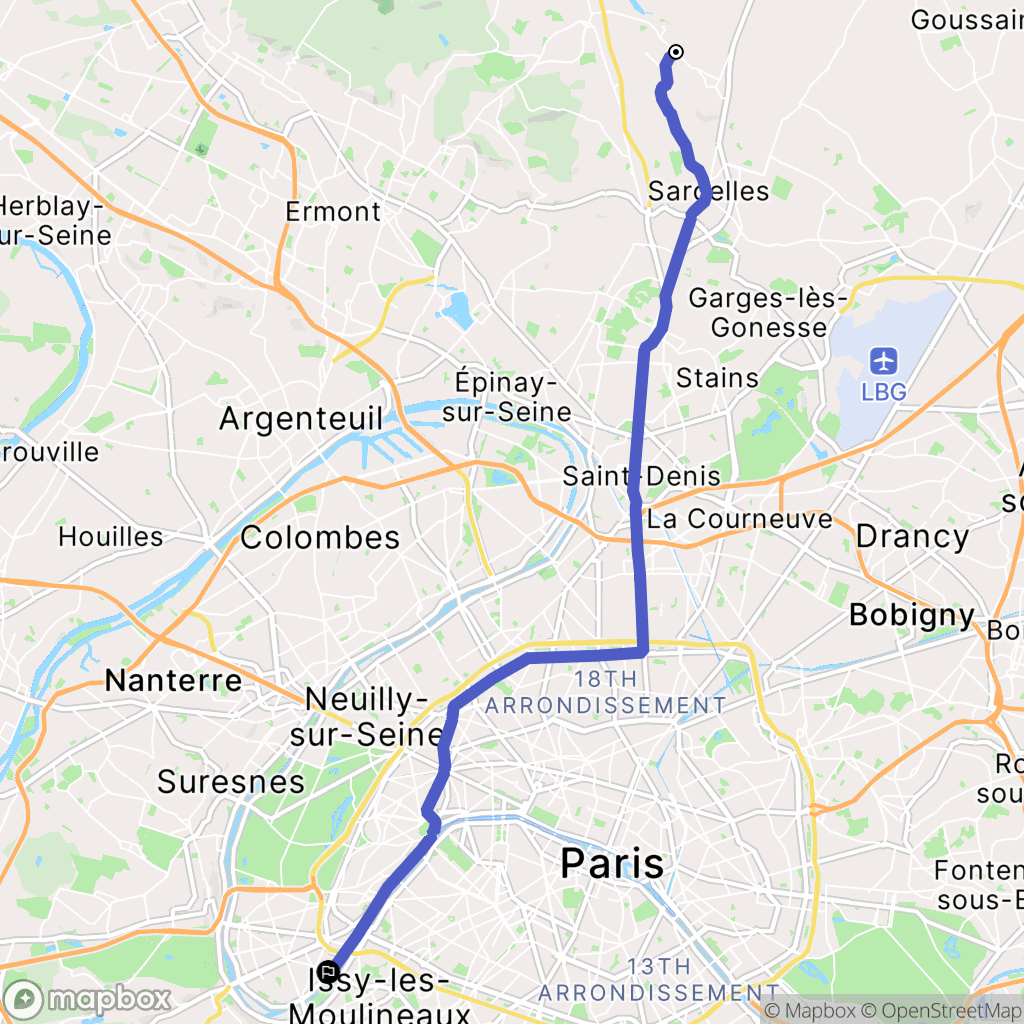 Écouen : carte du parcours de randonnée - France