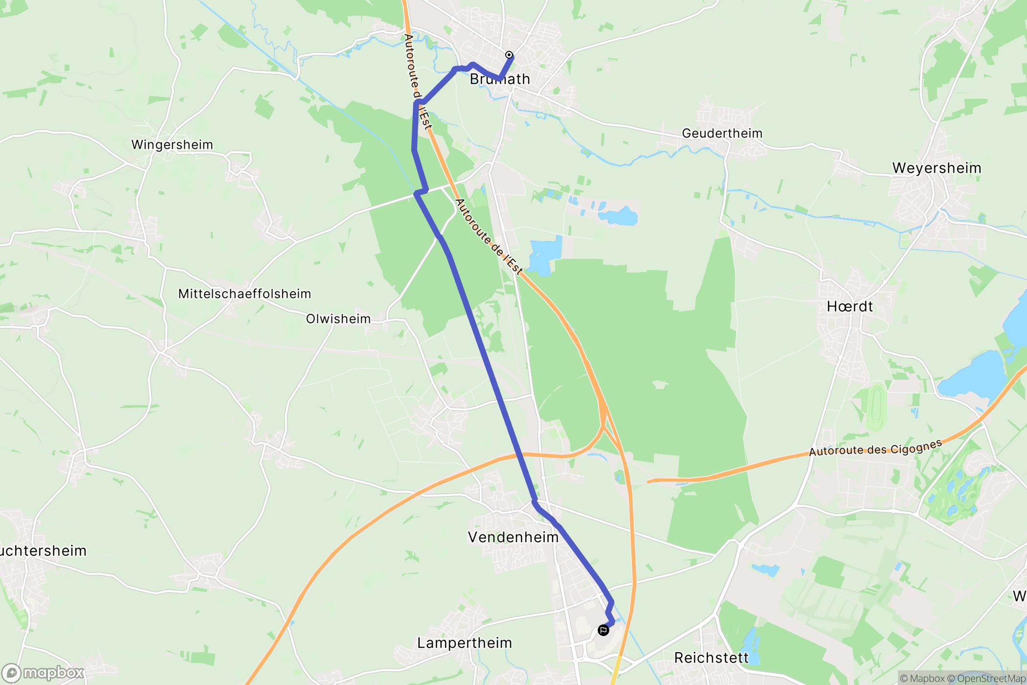 Brumath : carte du parcours de randonnée - France