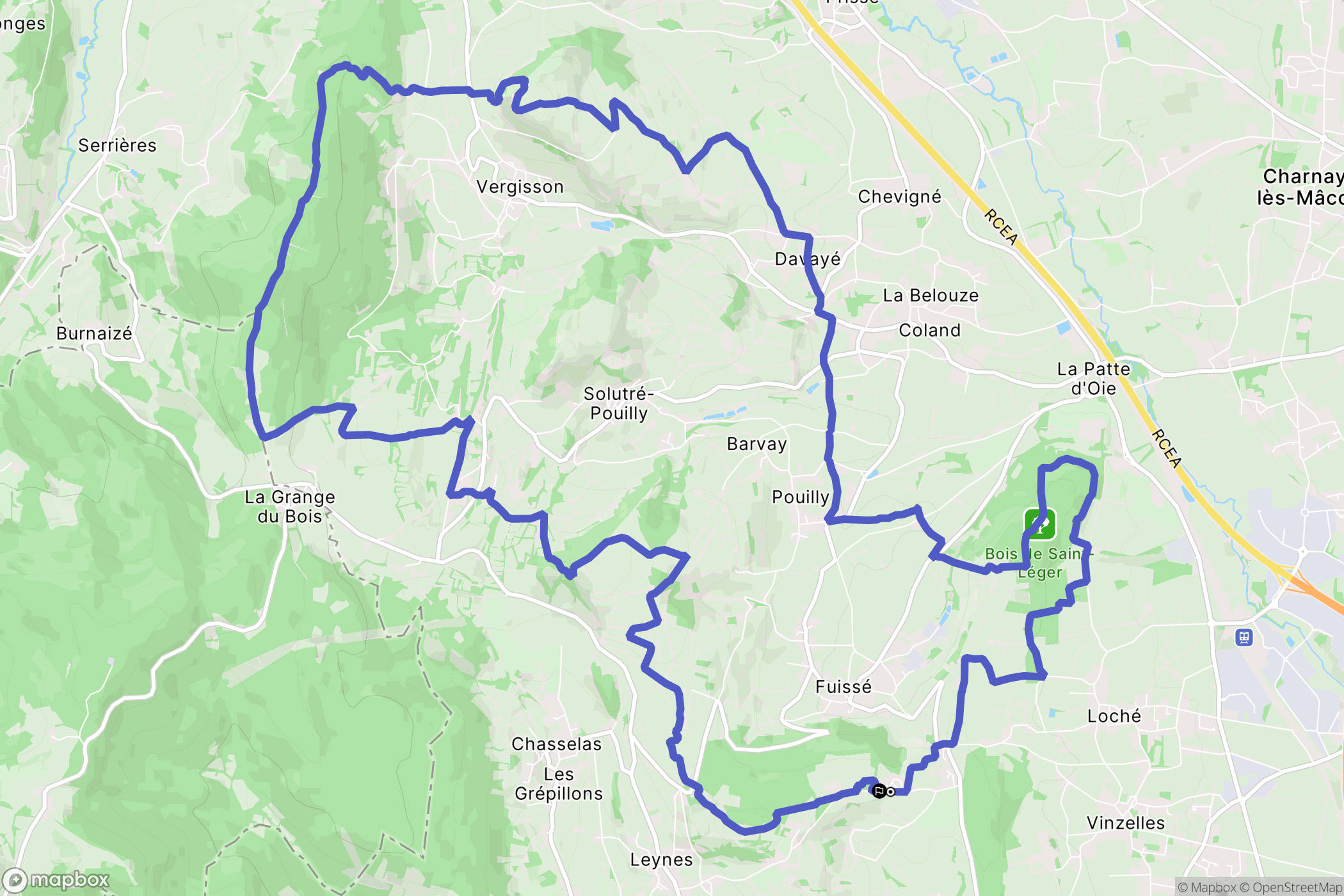 Fuissé : carte du parcours de randonnée - France