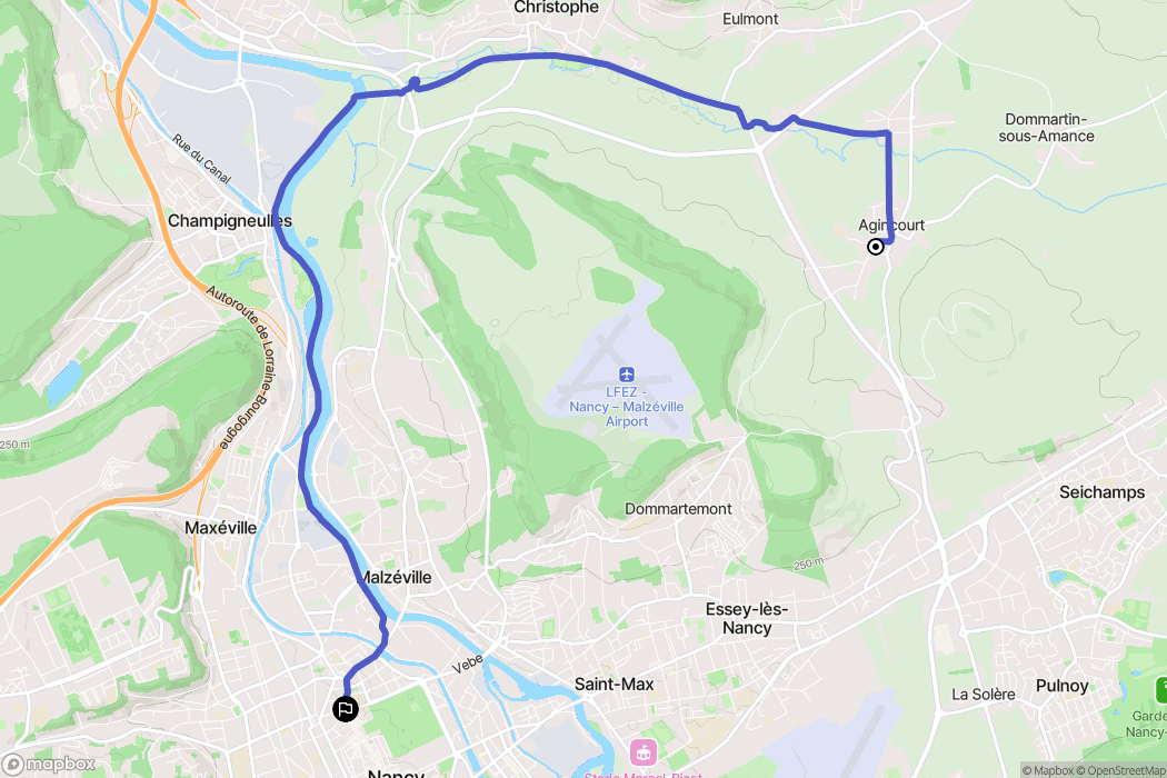 Agincourt : carte du parcours de randonnée - France