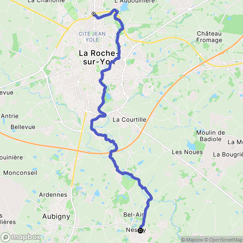 La Roche-sur-Yon : carte du parcours de randonnée - France
